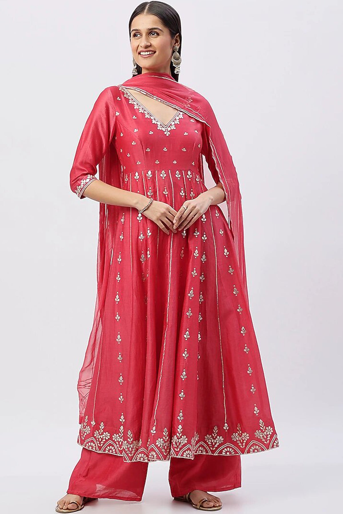 Rose Pink Anarkali Set