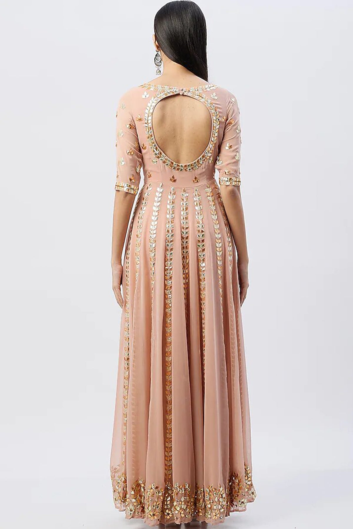 Peach Pink Anarkali Set