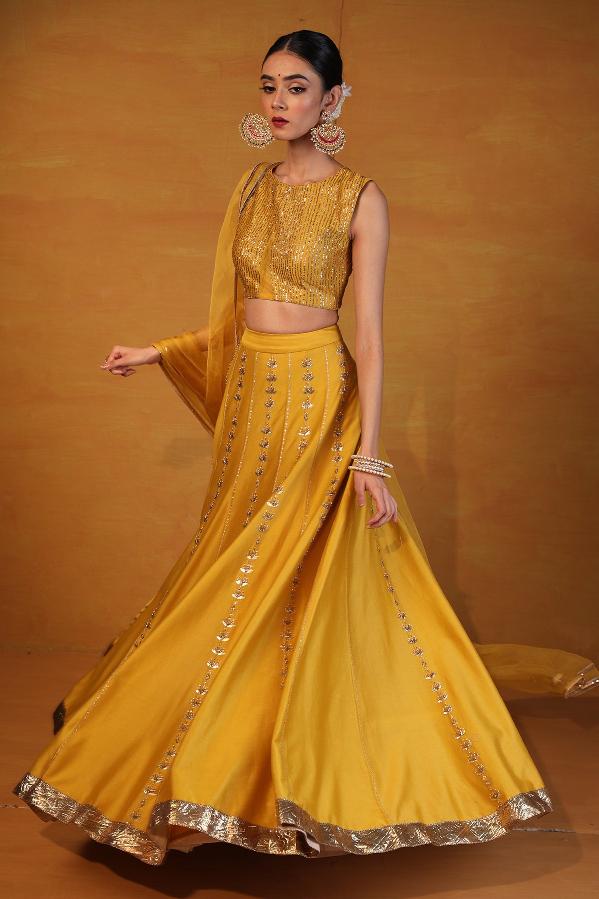 Mustard embellished lehenga set