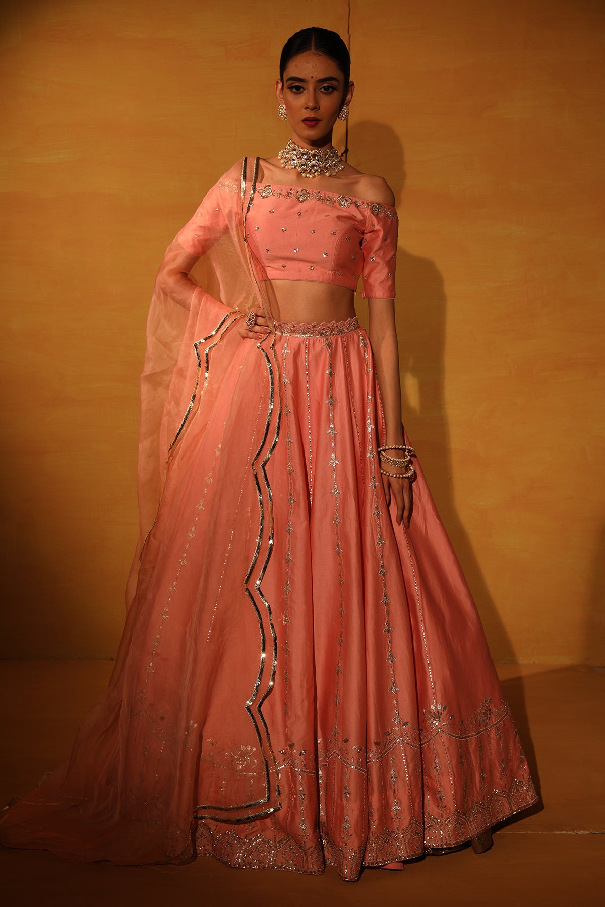 Blush Pink embroidered Lehenga set
