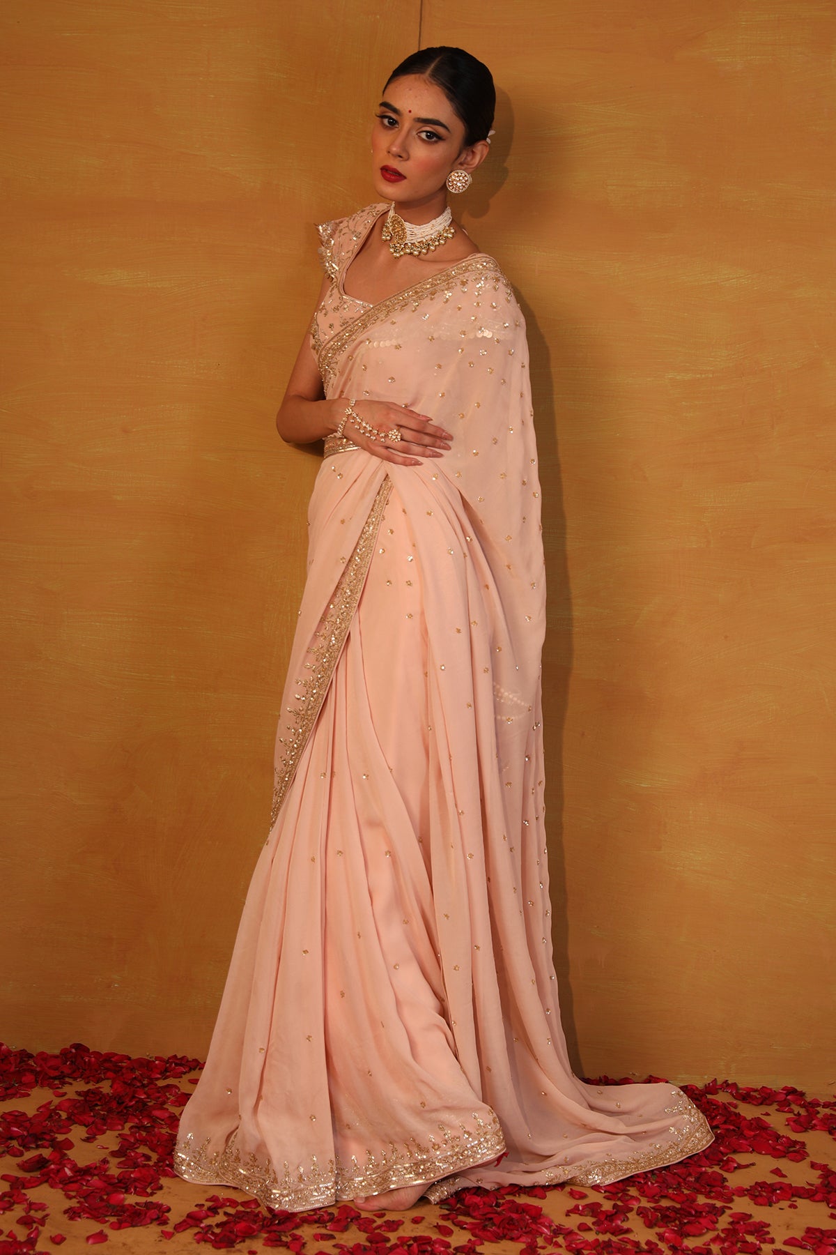Blush Pink Georgette Saree