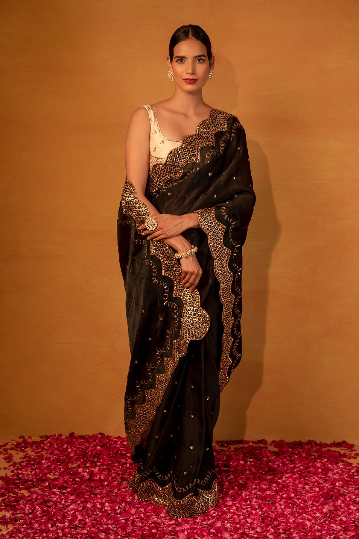 Black organza saree