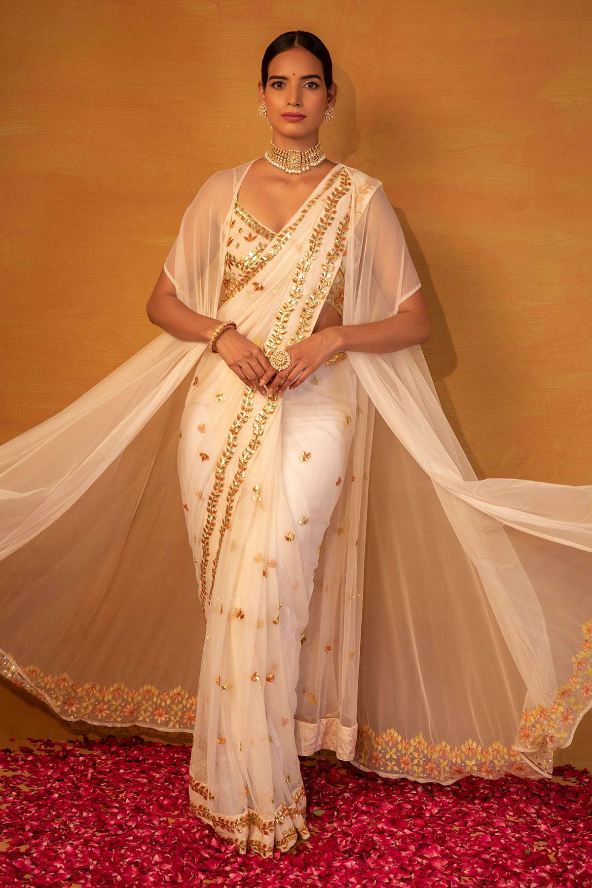 Off white net saree - Main Image