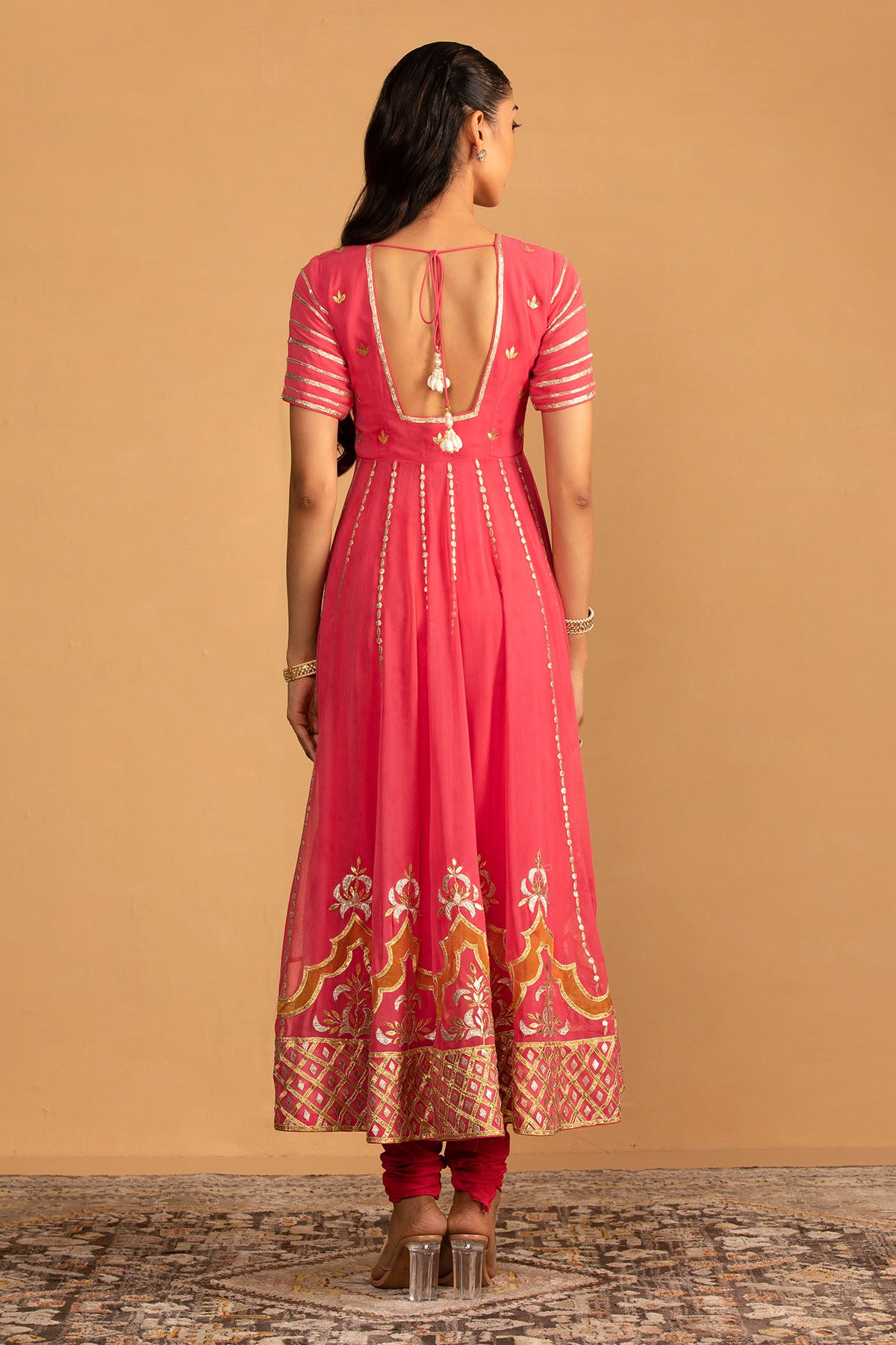 PEACH PINK ANARKALI SET