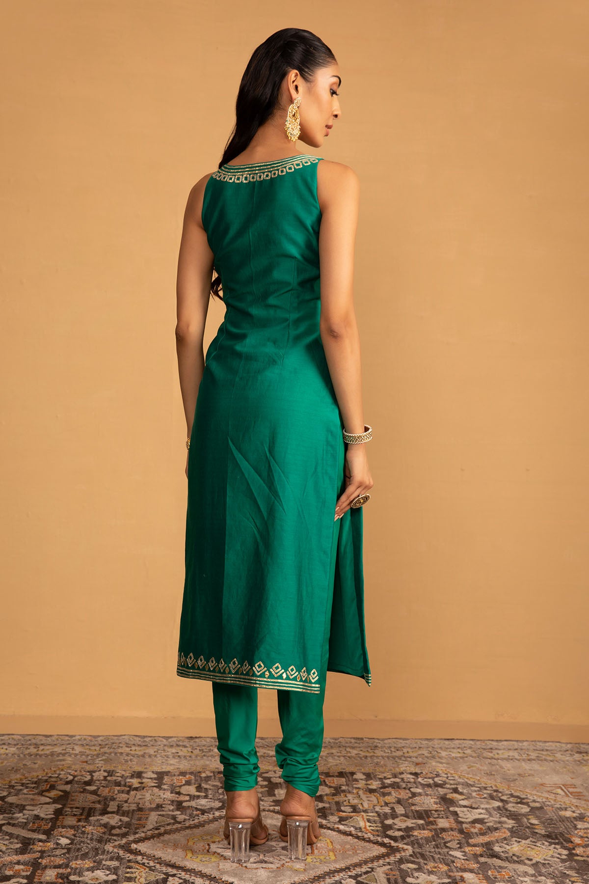BOTTLE GREEN KURTA SET