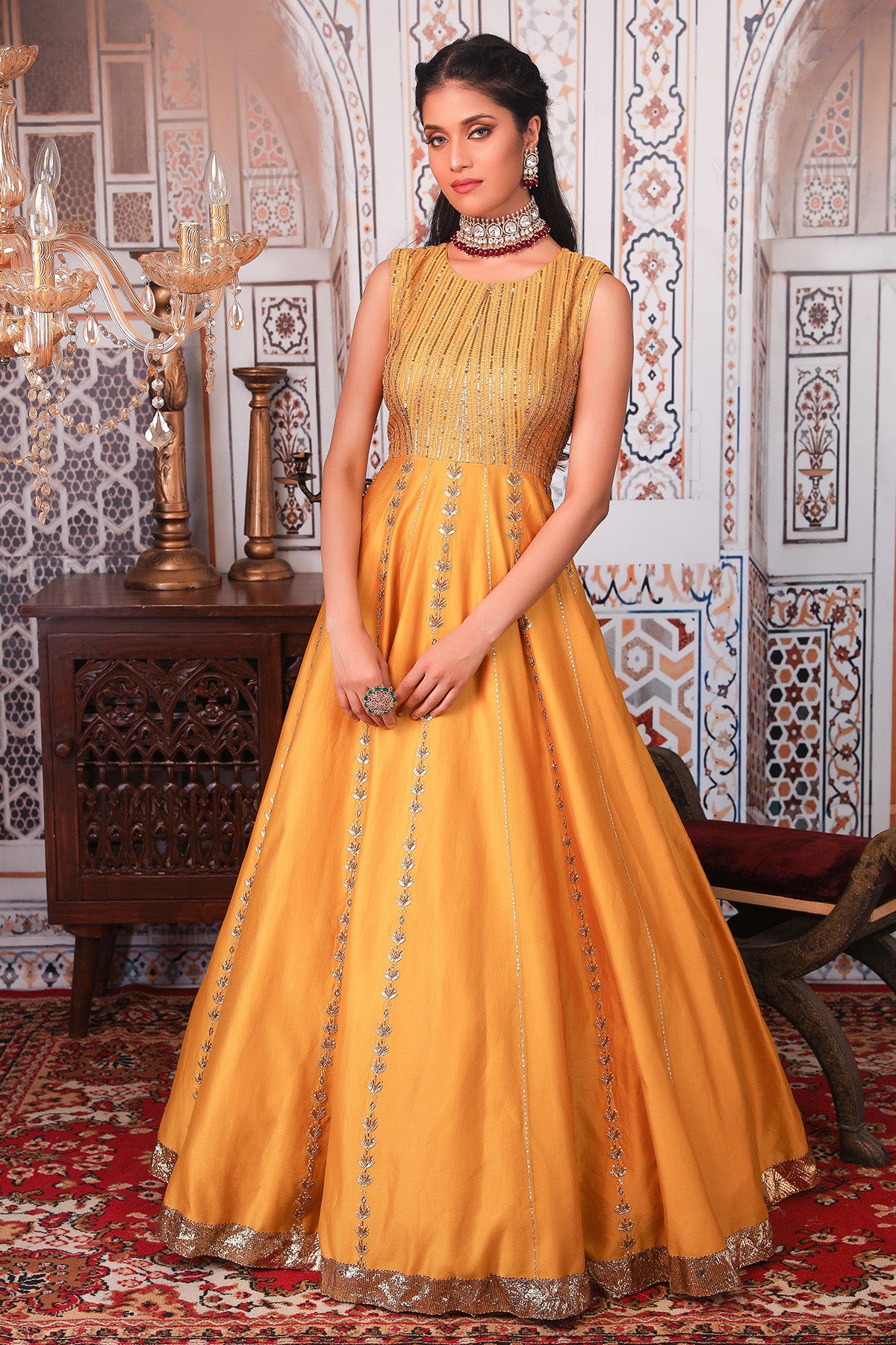 Musturd Anarkali set