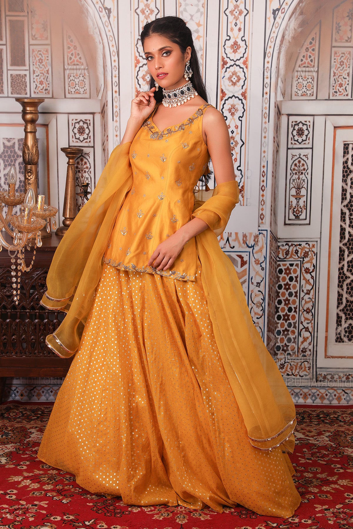 Champagne Anarkali set