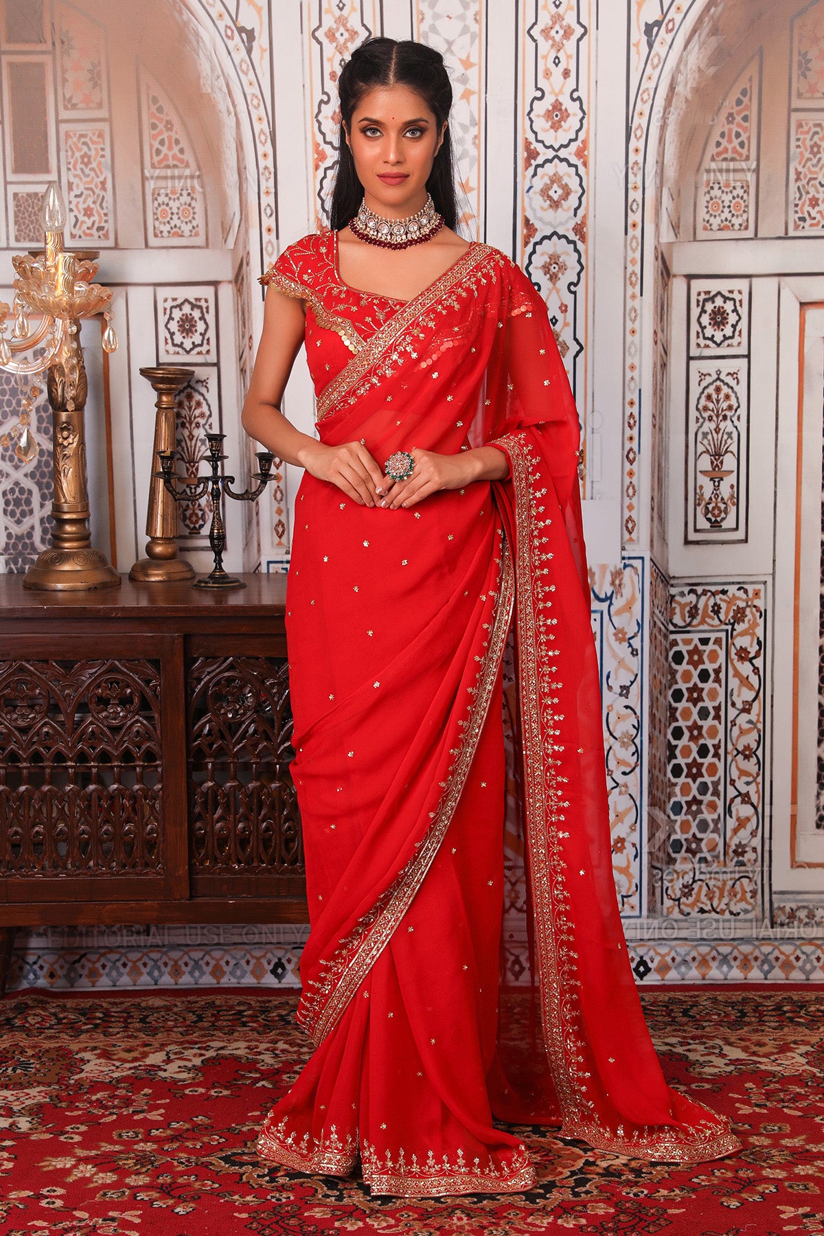 Rust saree set