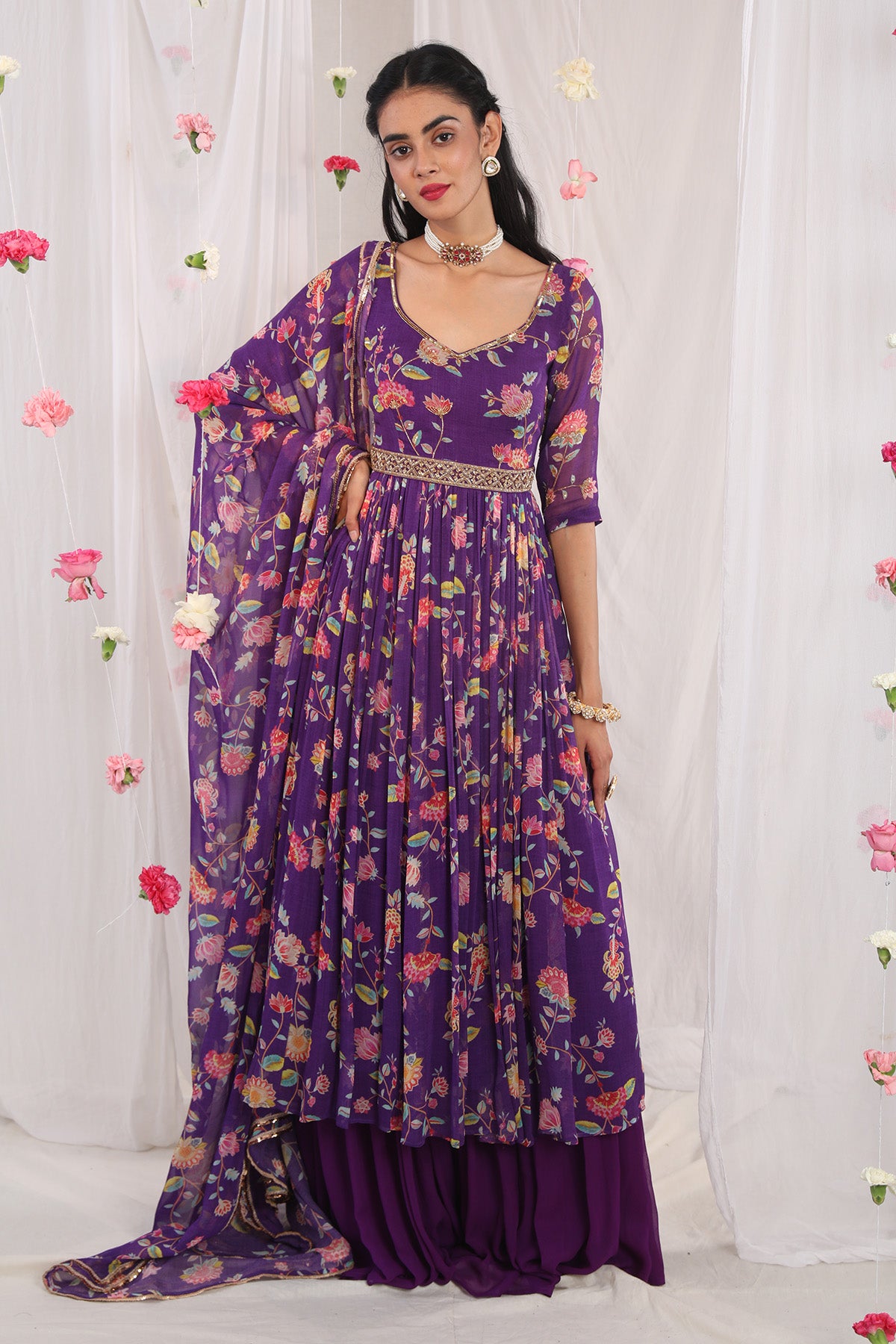 Purple anarkali set