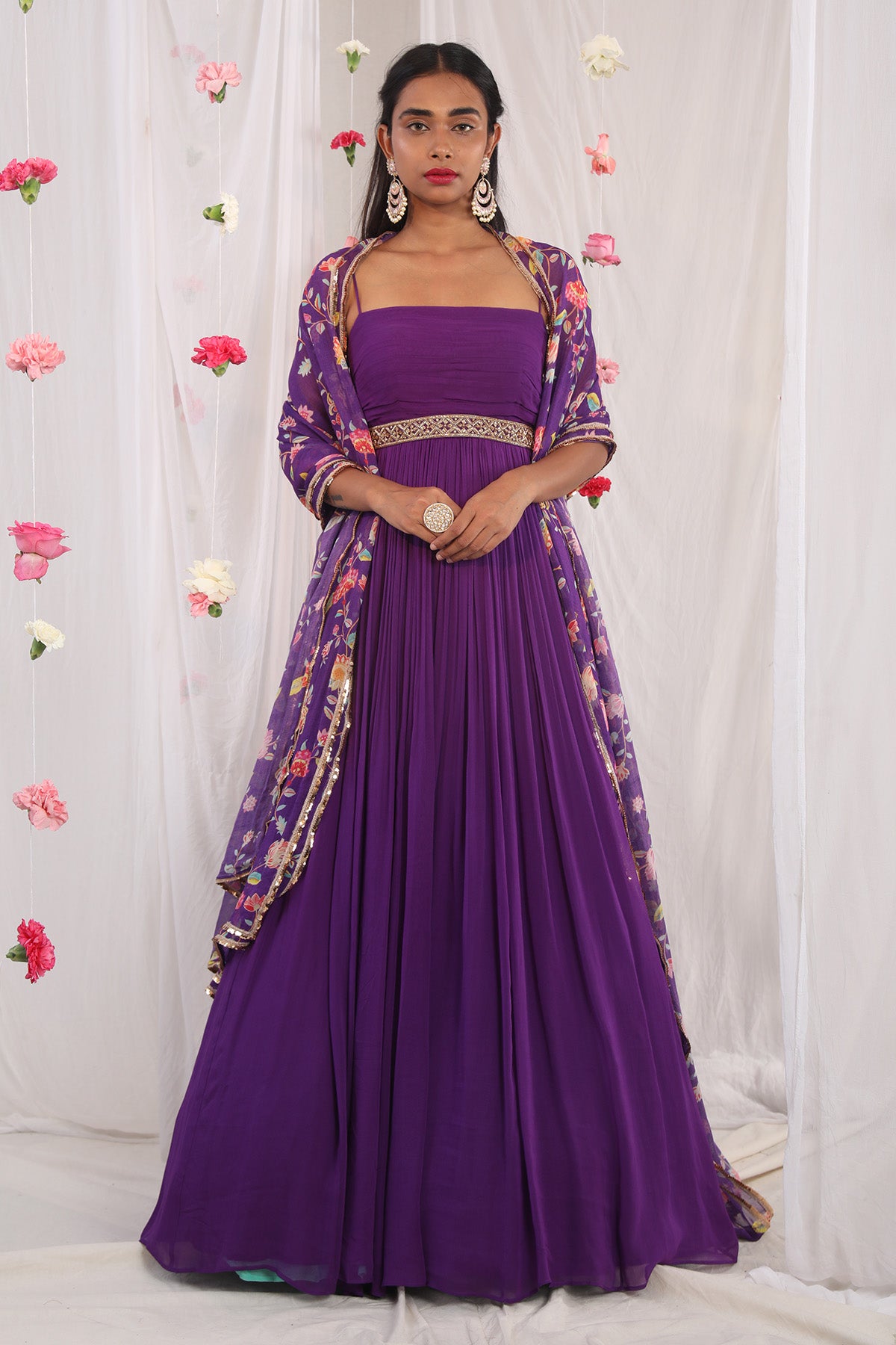 Draped purple anarkali