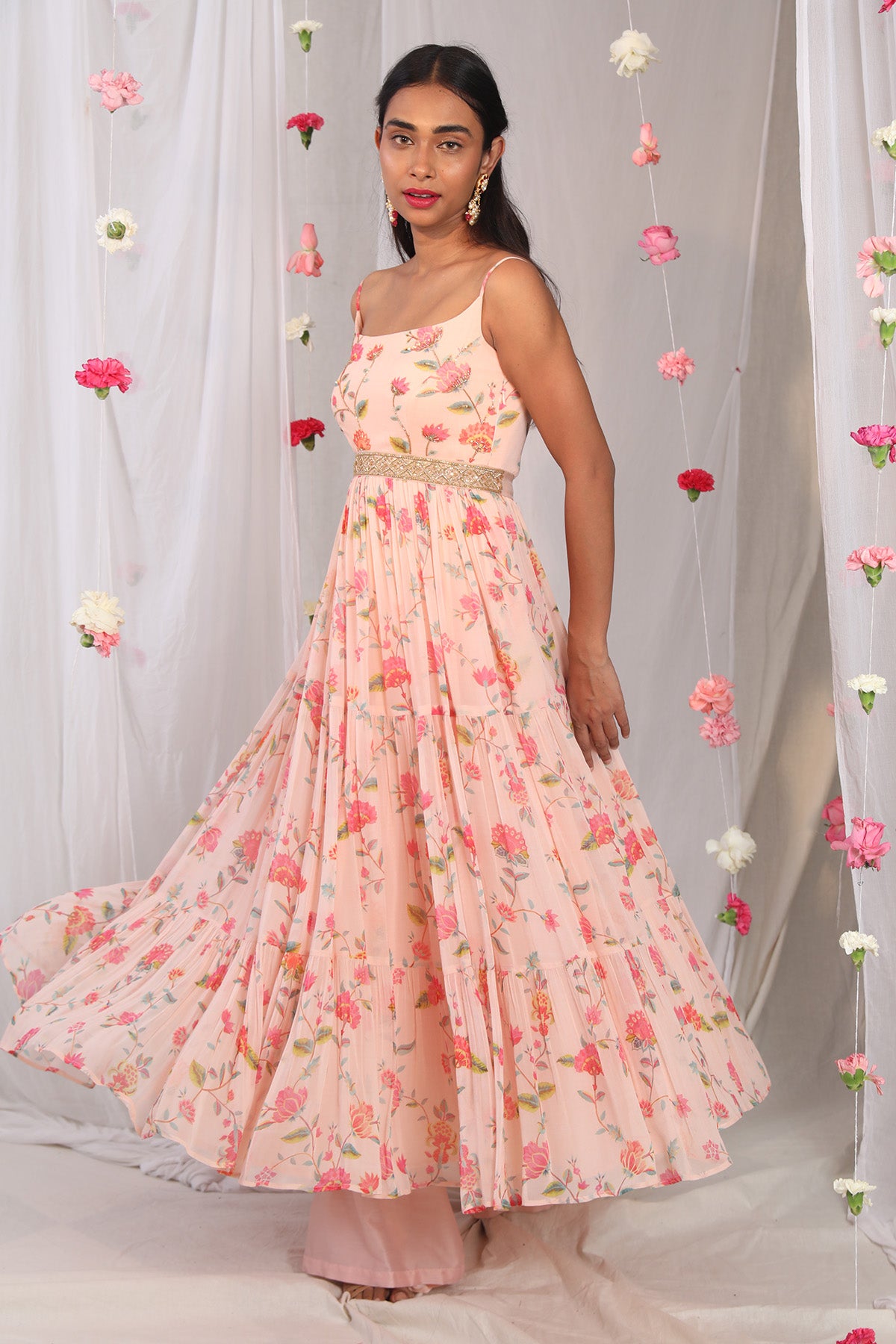 Pink spaghtette anarkali
