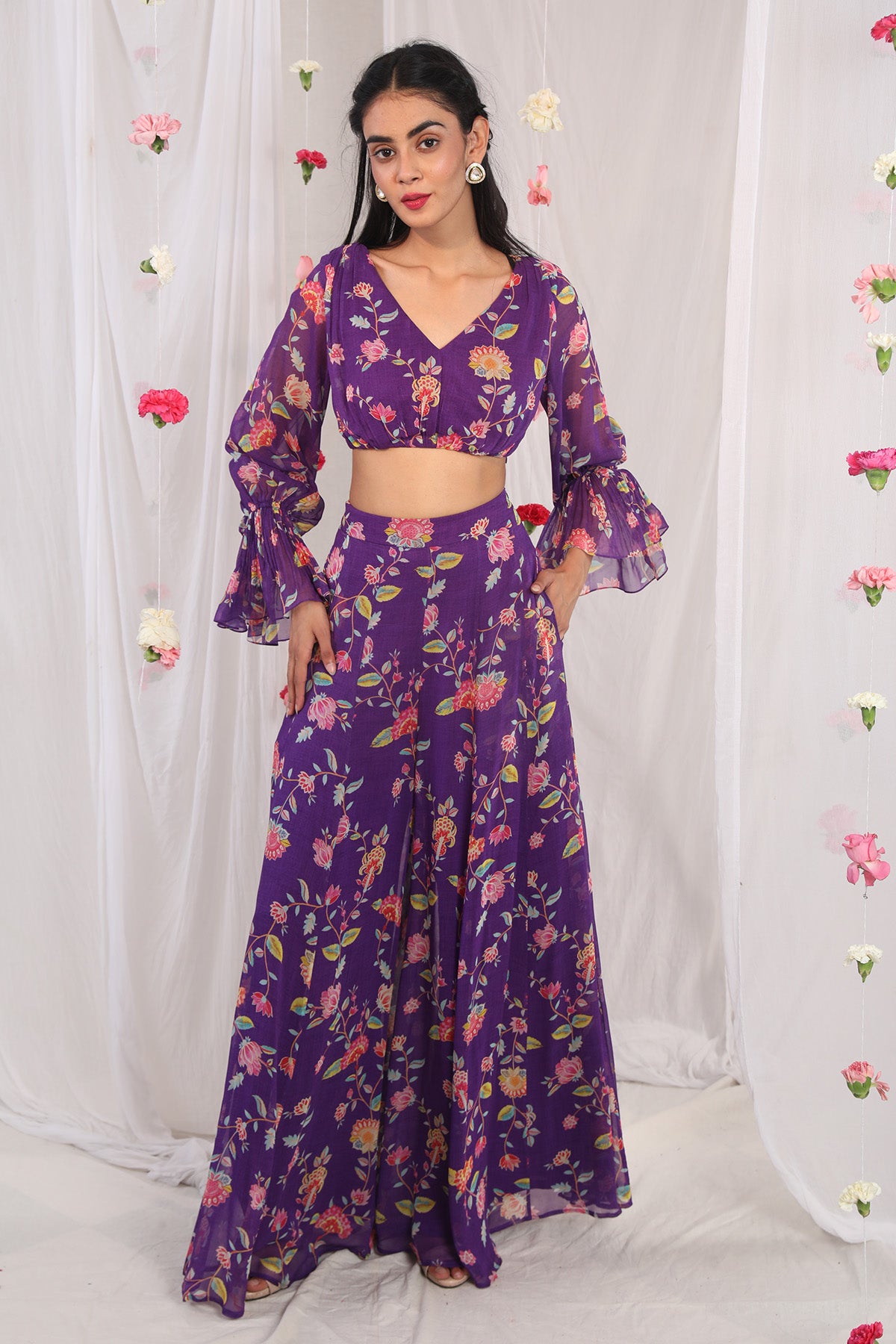 Purple elin pants and pouf top