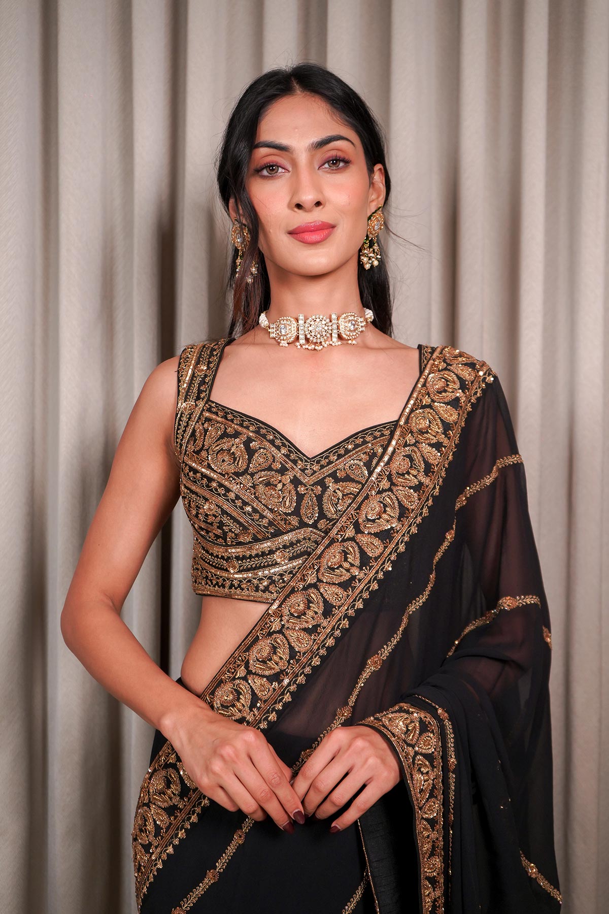 Black Saree Set