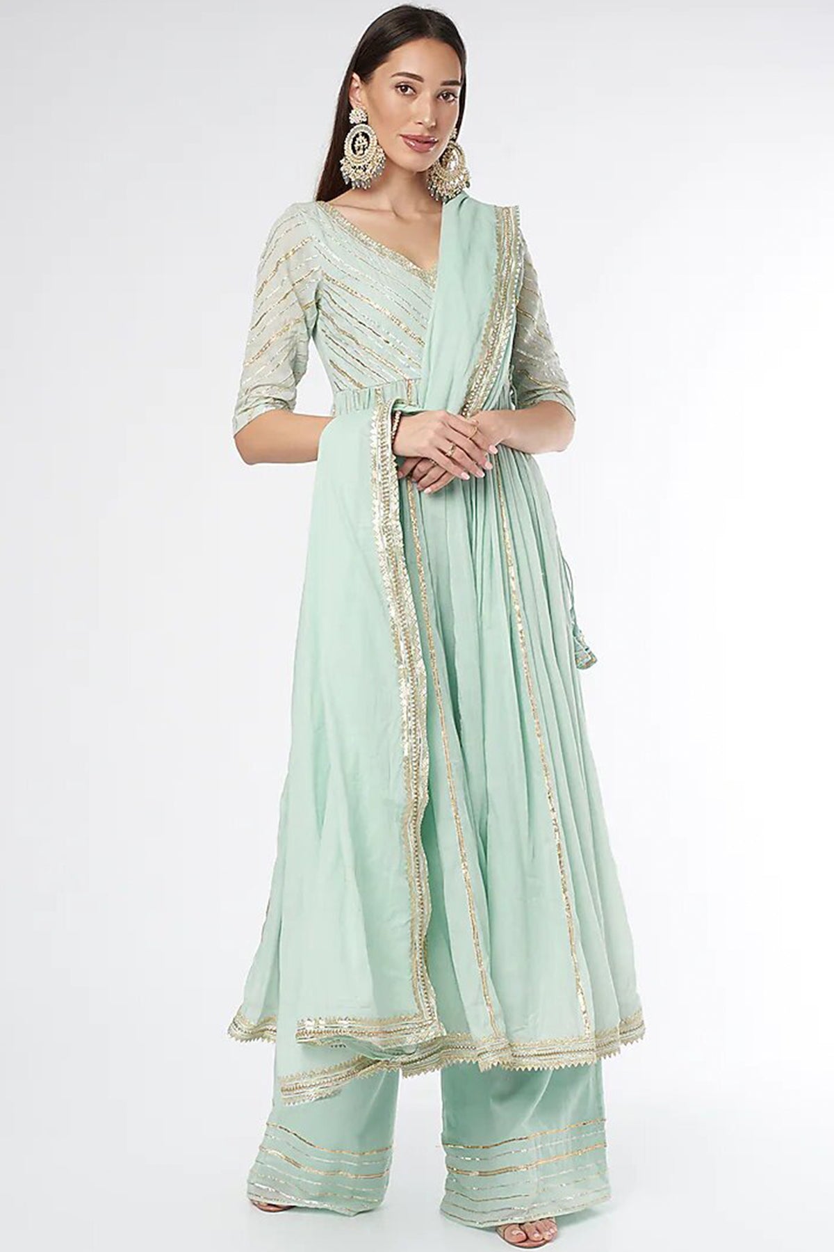 Ice Blue Anarkali Set