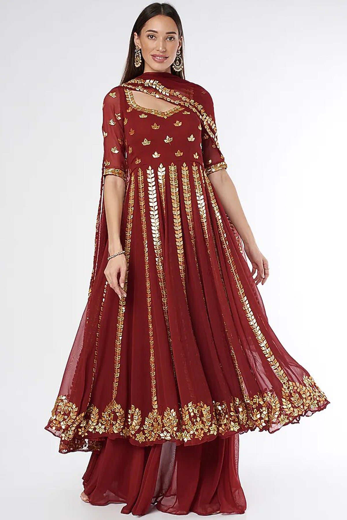 Maroon Anarkali Set