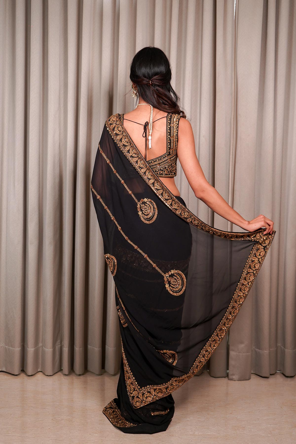 Black Saree Set