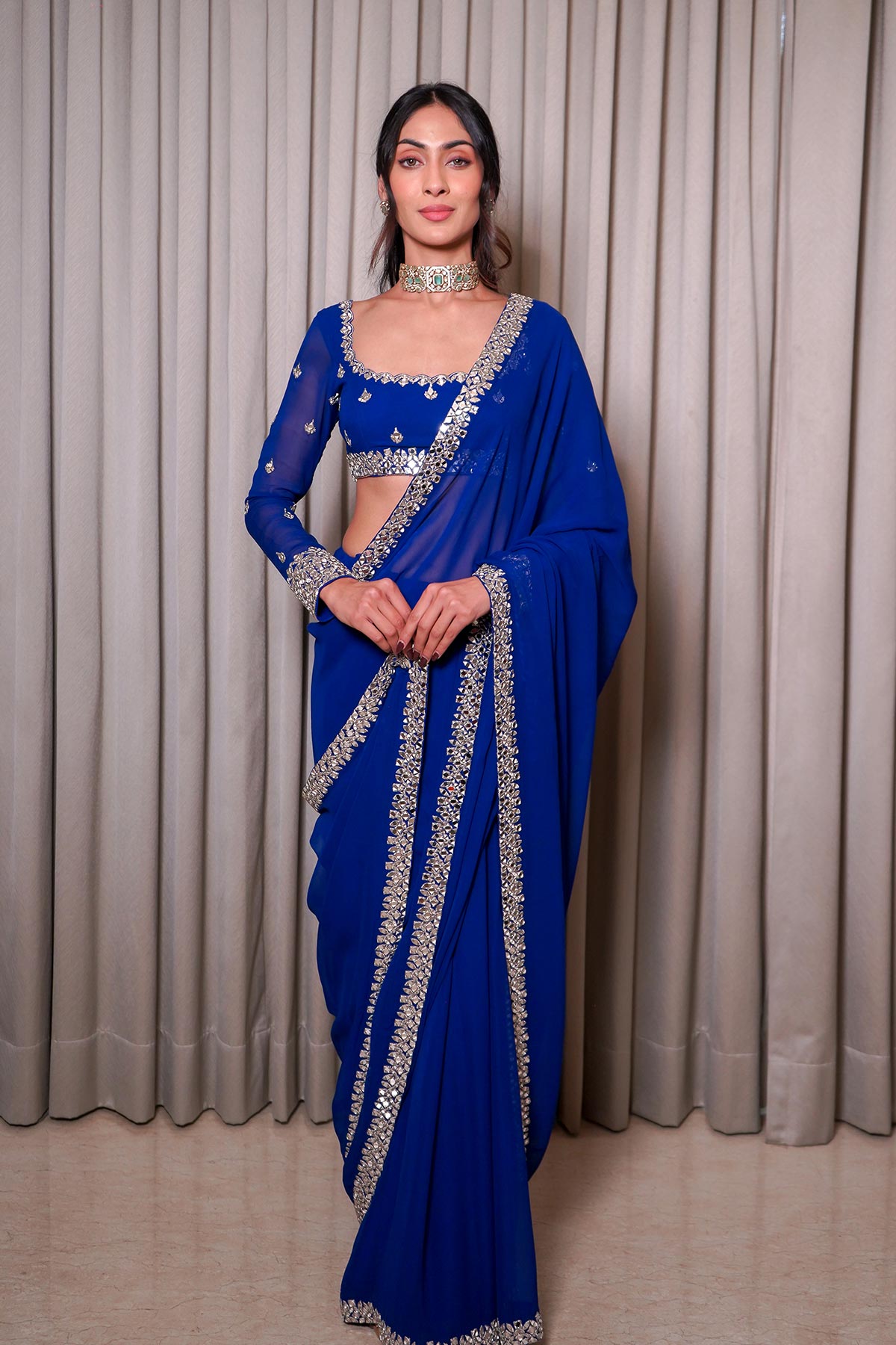Electric Blue Saree Set