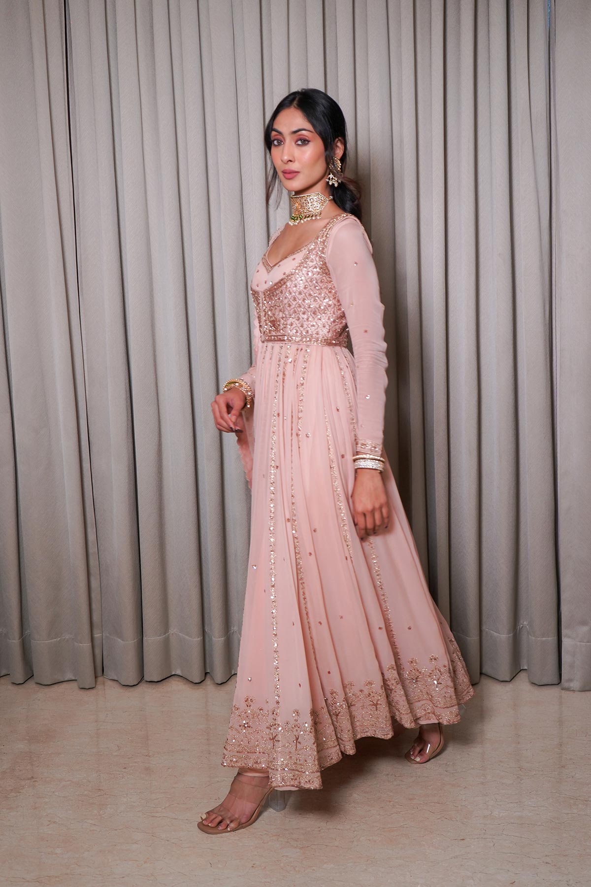 Blush pink anarkali set