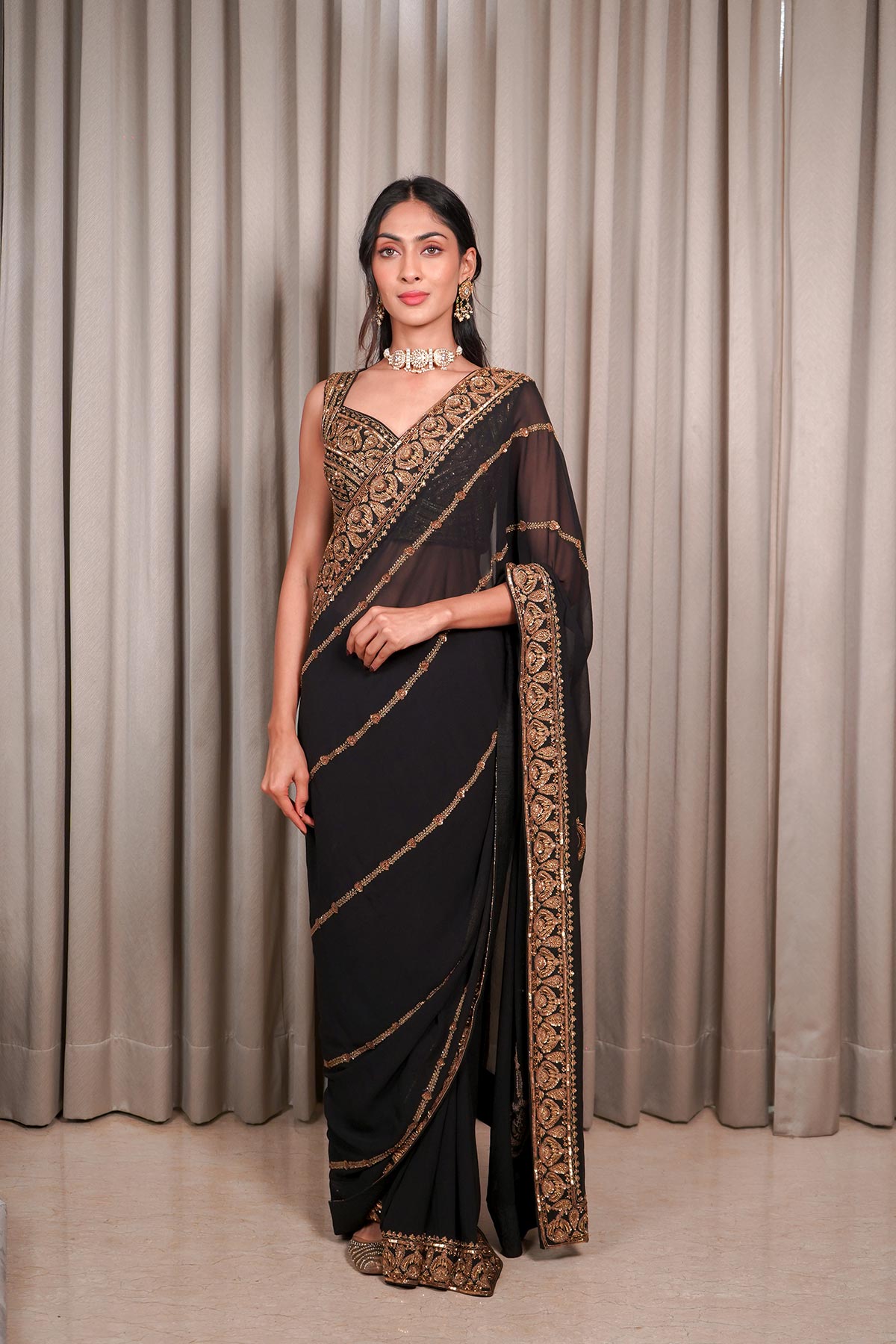 Black Saree Set