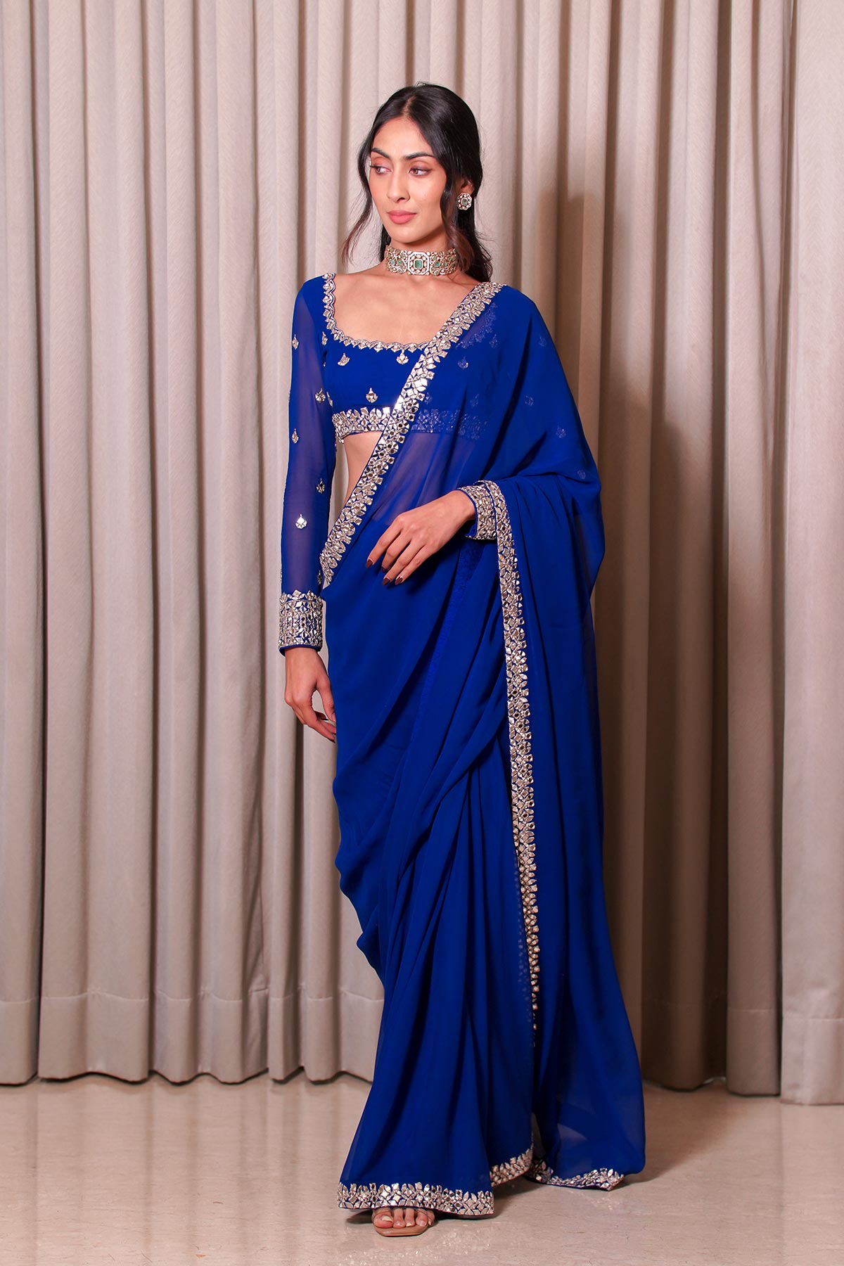 Electric Blue Saree Set