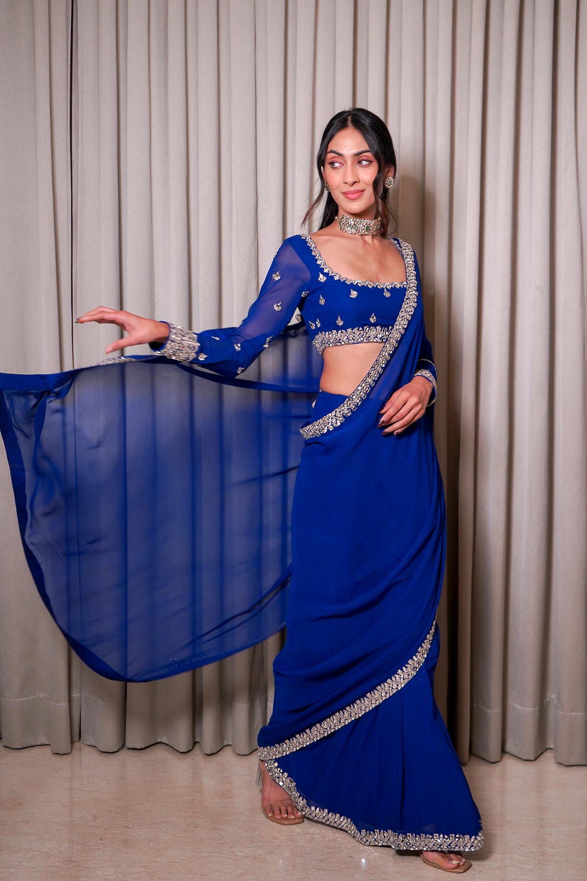 Electric Blue Saree Set