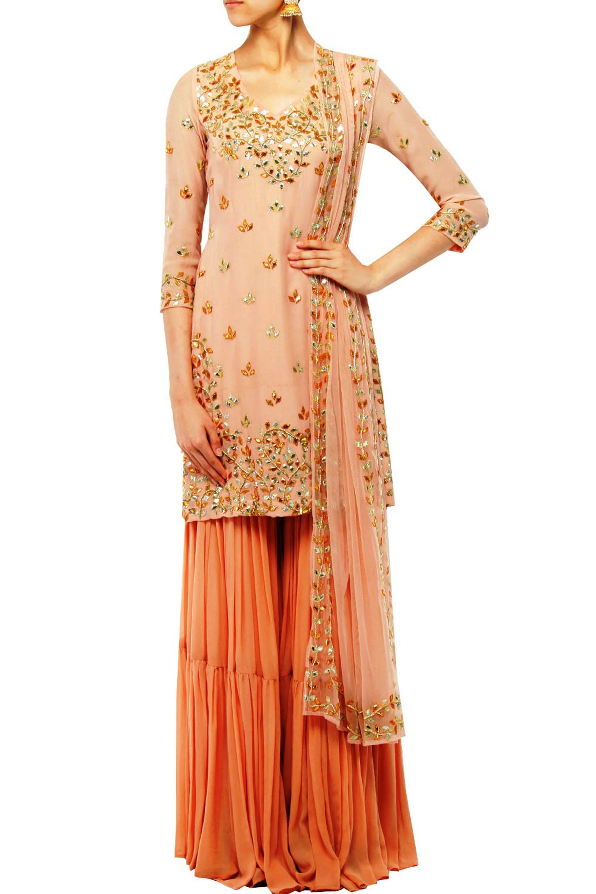Baby pink sharara set