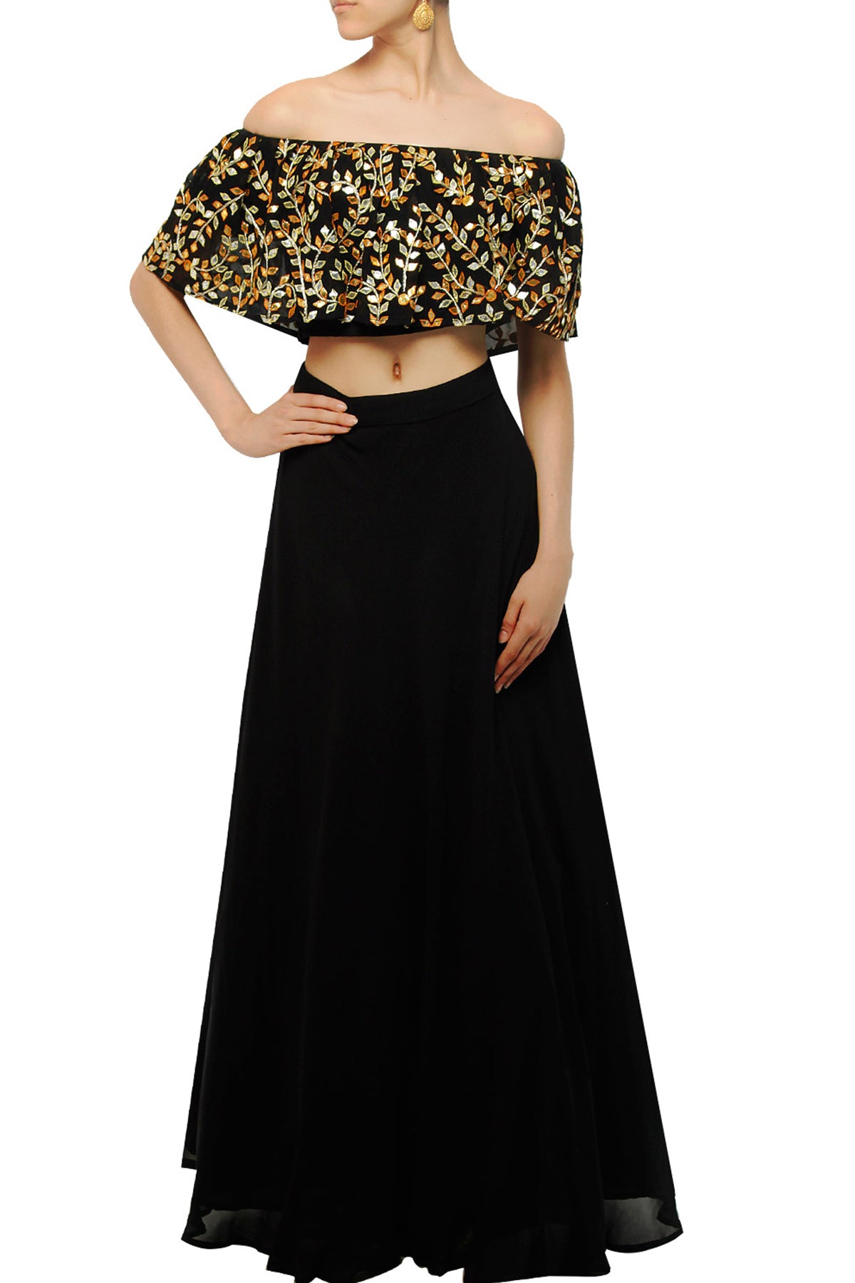 Black crop top set