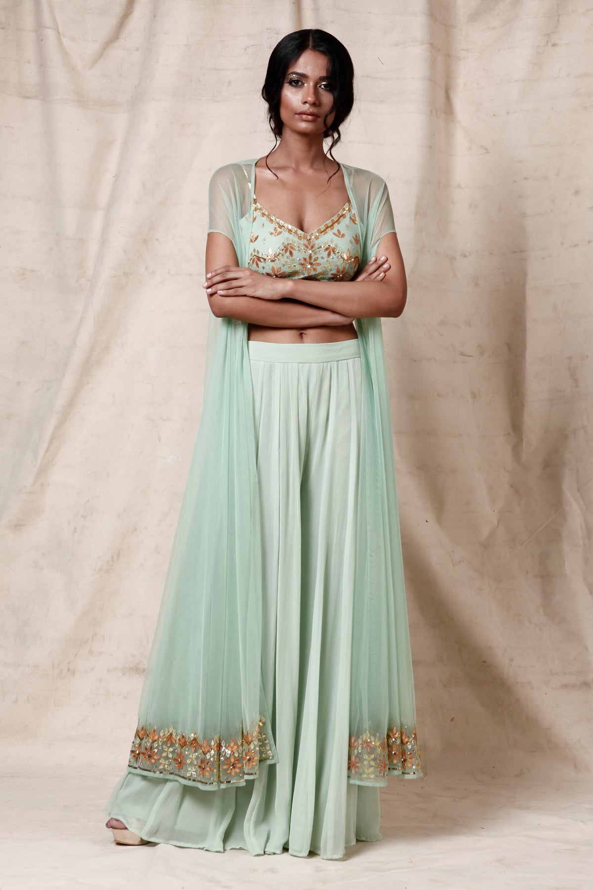 Mint green cape set