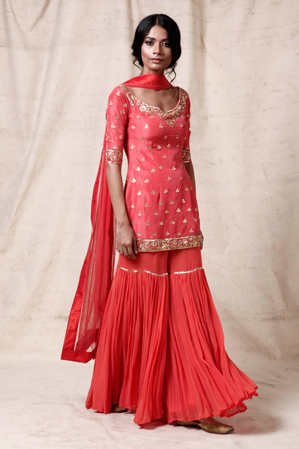 Orange sharara set