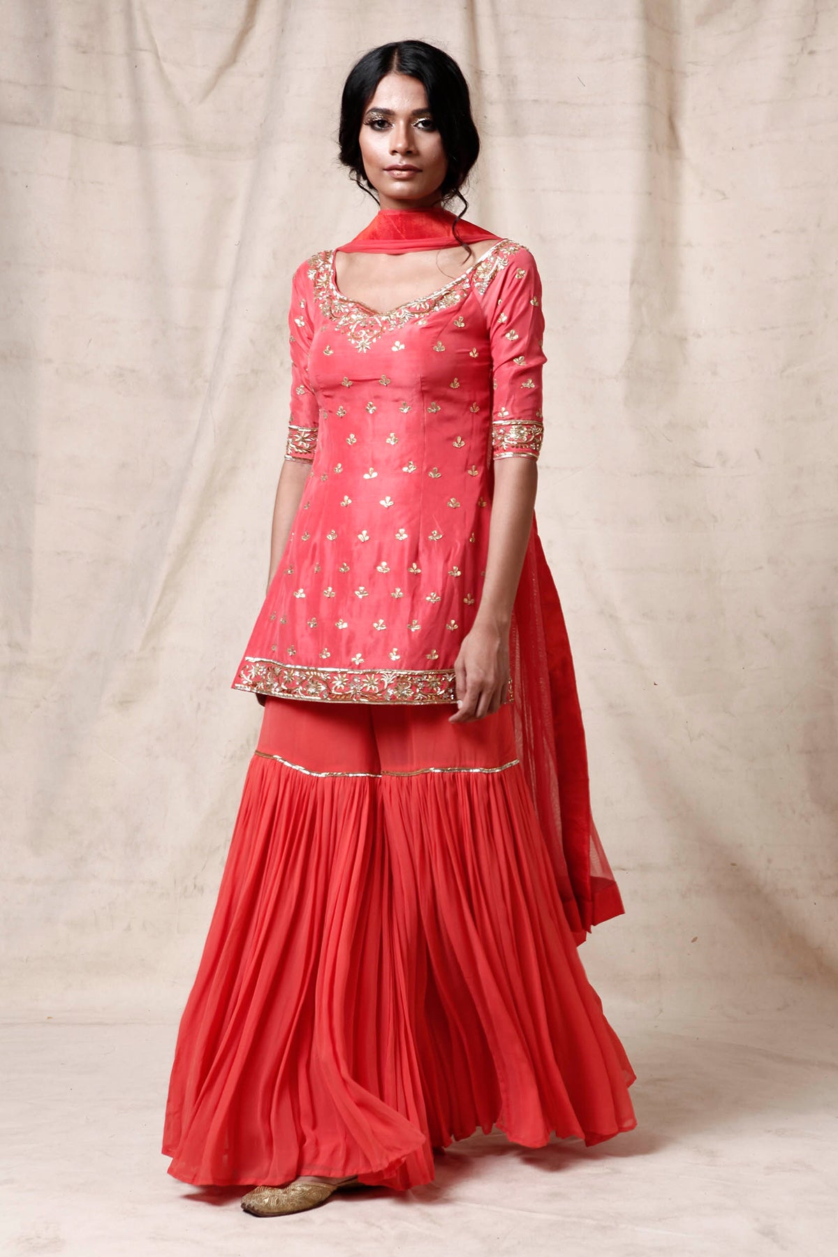 Orange sharara  set