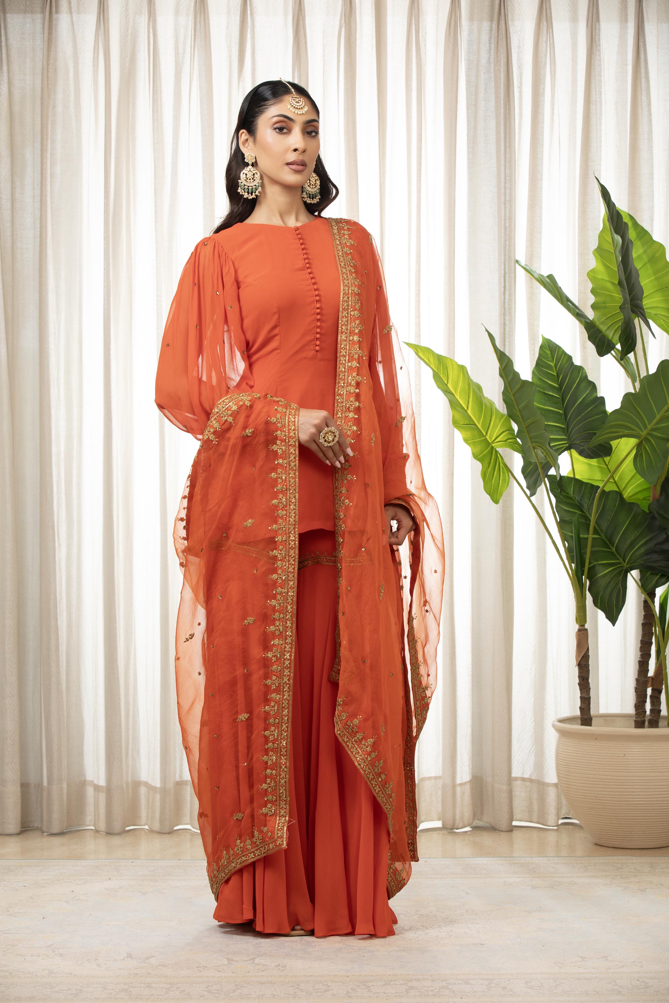 Rust Dilkash Kurta Set