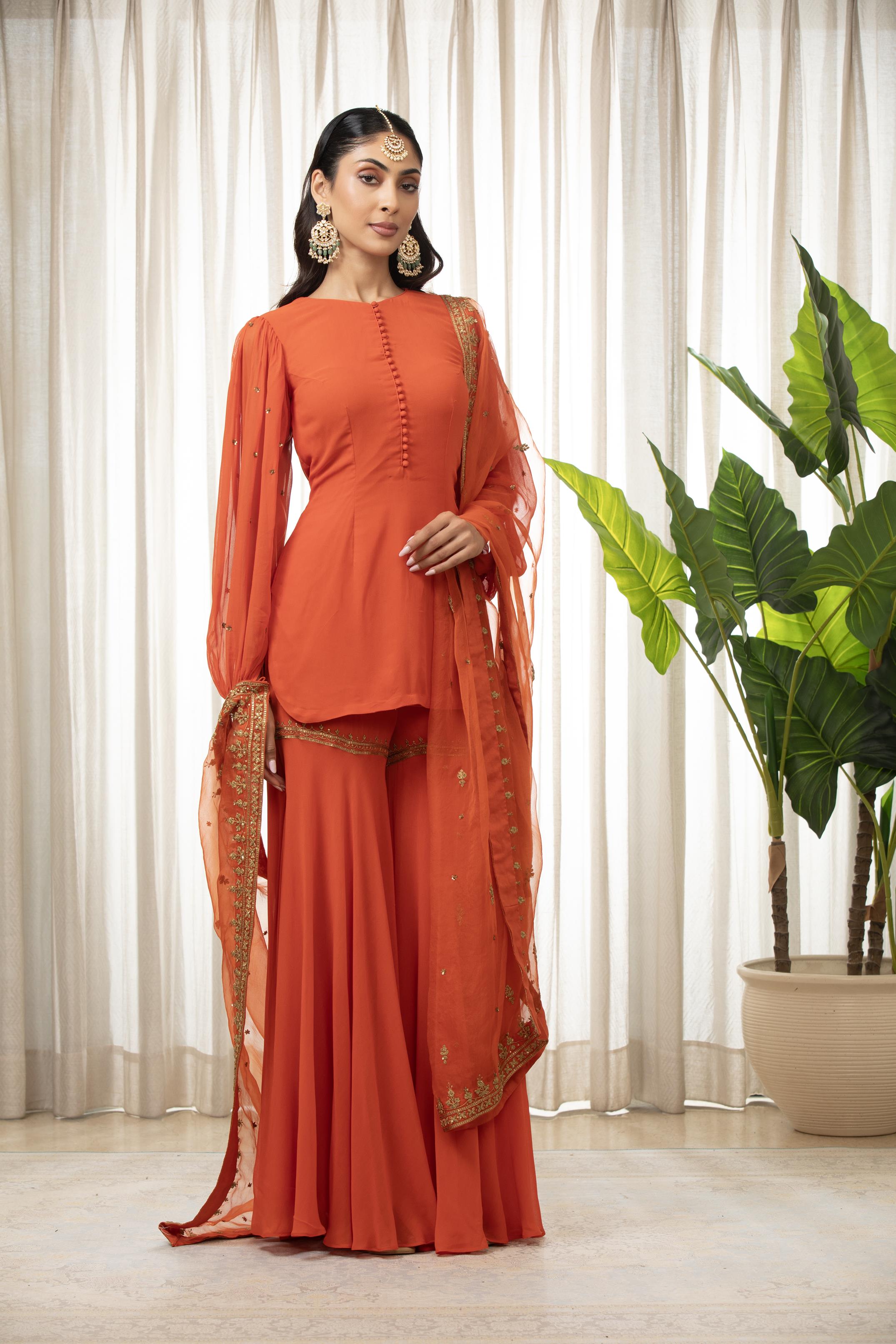 Rust Dilkash Kurta Set