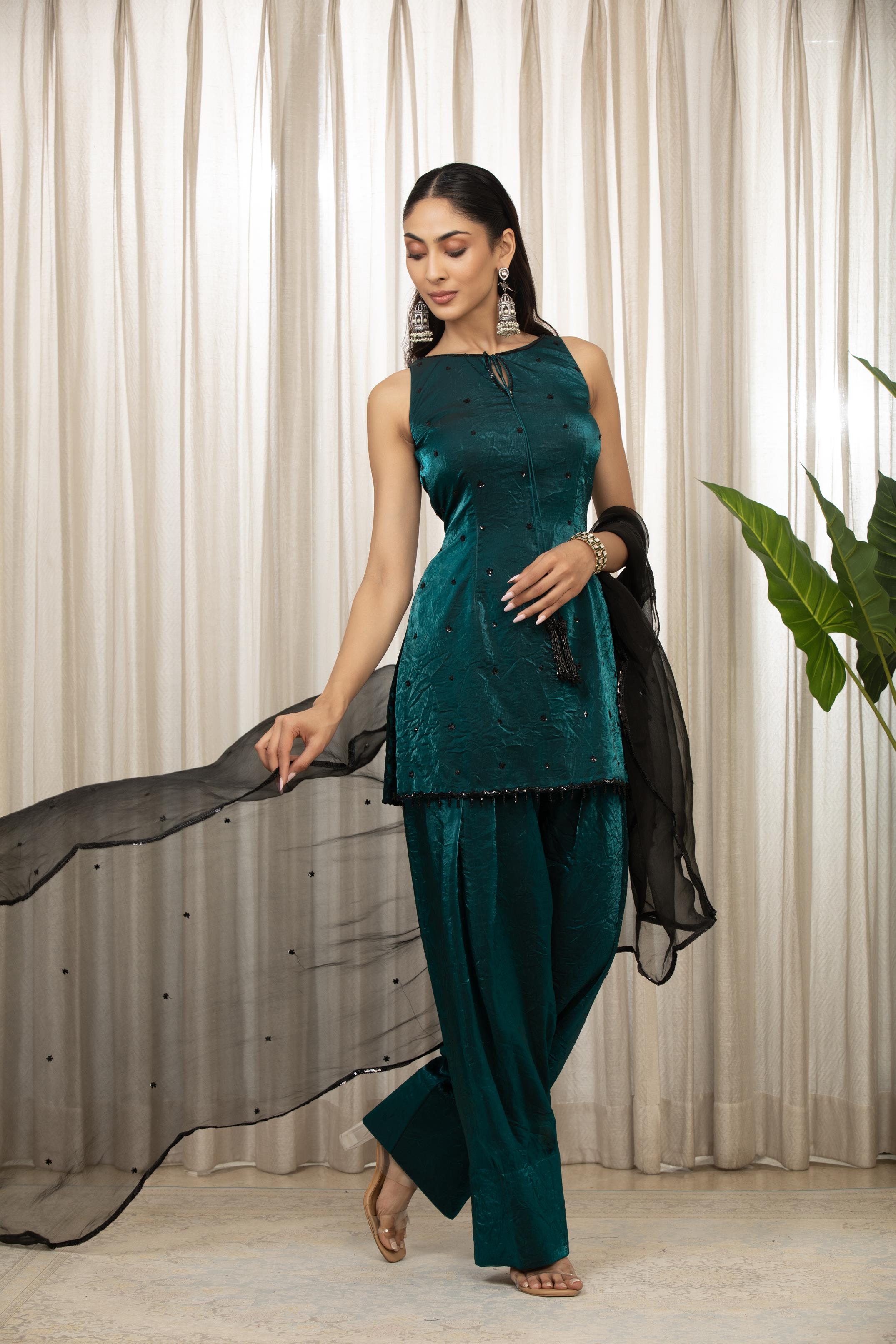 Teal Jasmine Kurta Set