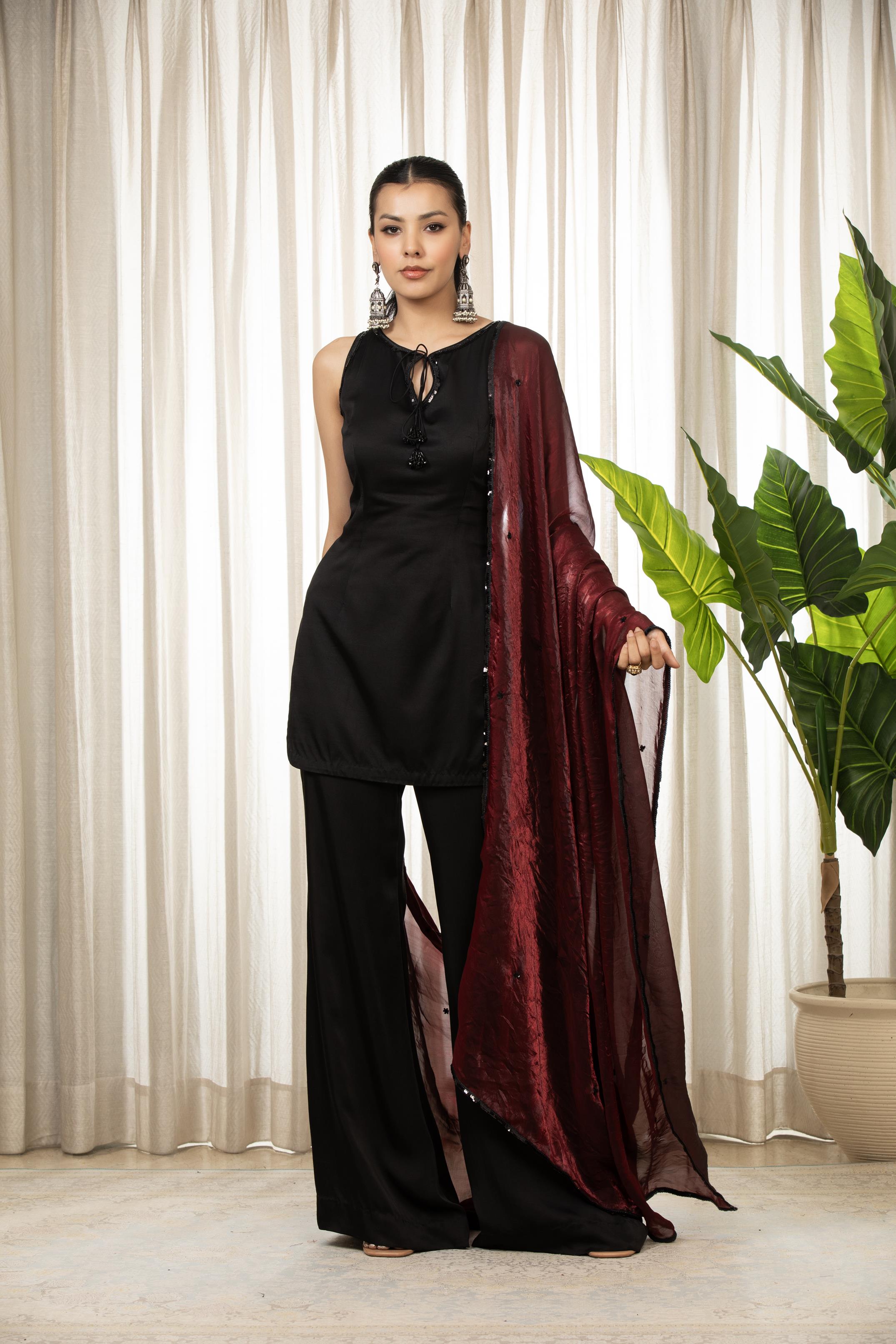 Siyah Bell Bottom Set