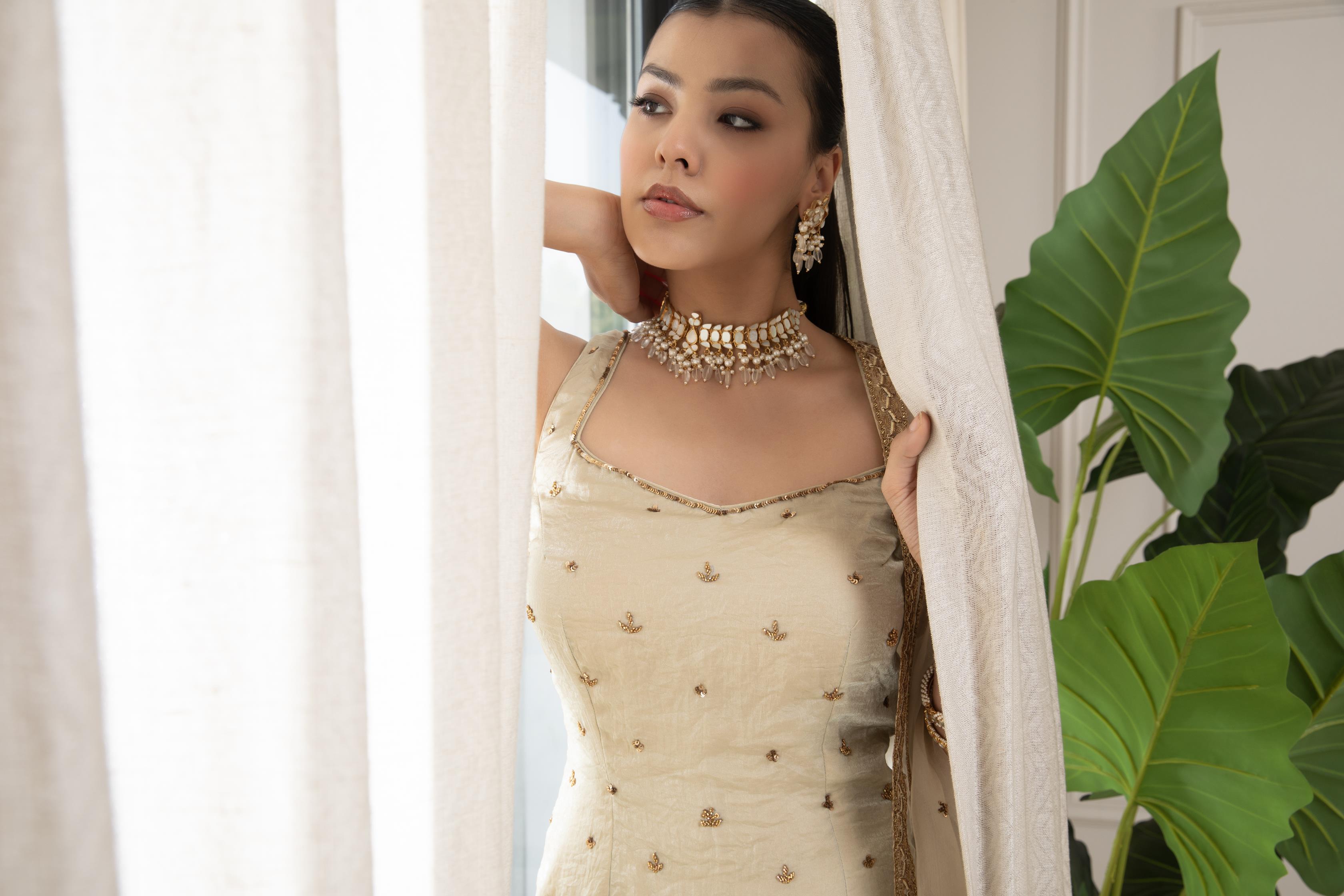 Jasmine Creamish Sharara Set