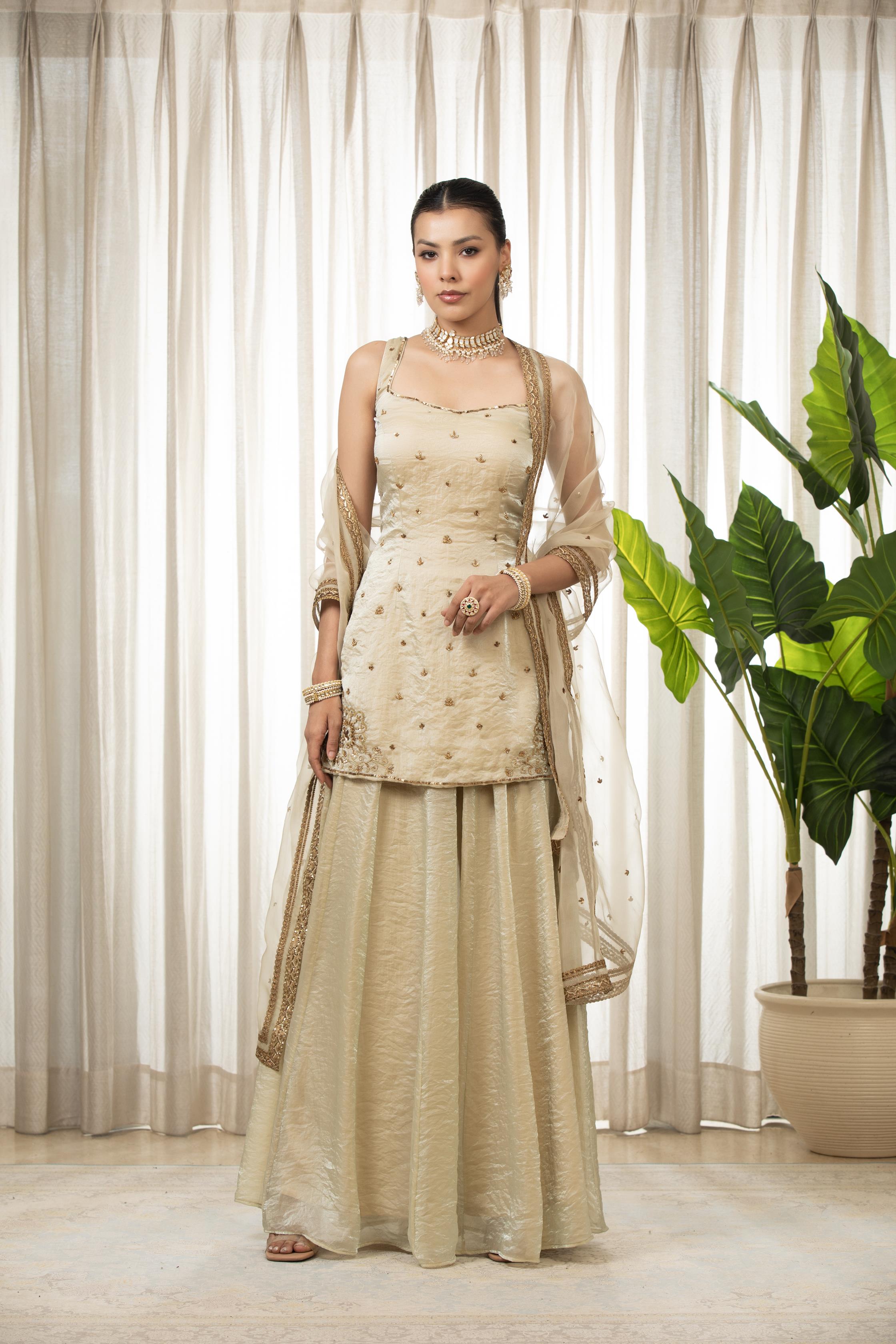 Jasmine Creamish Sharara Set