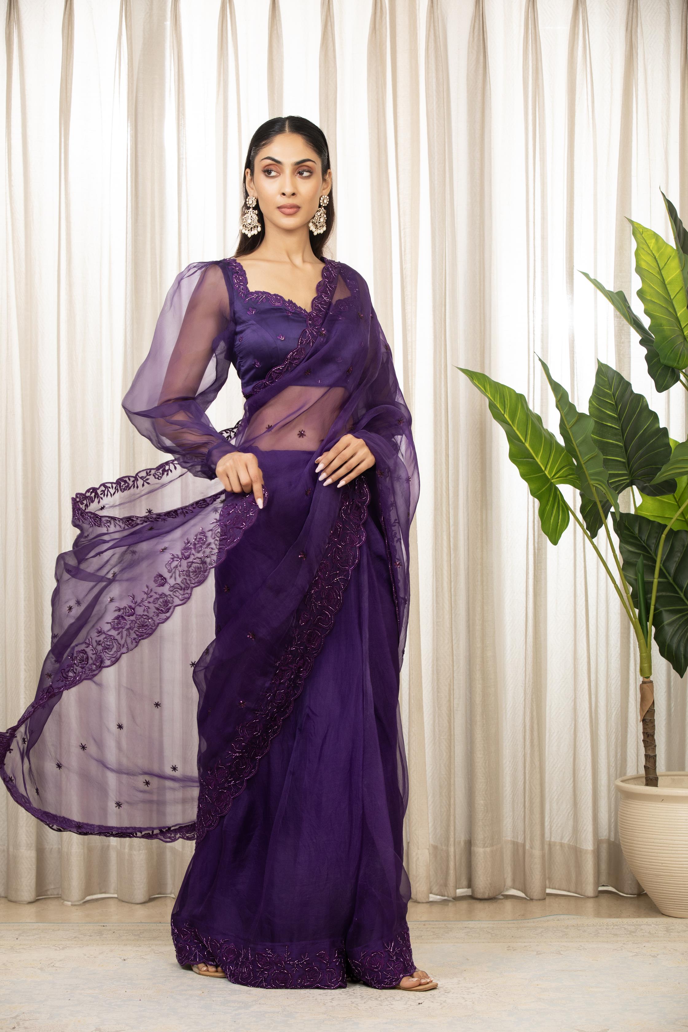 Purple Nyra Saree Set