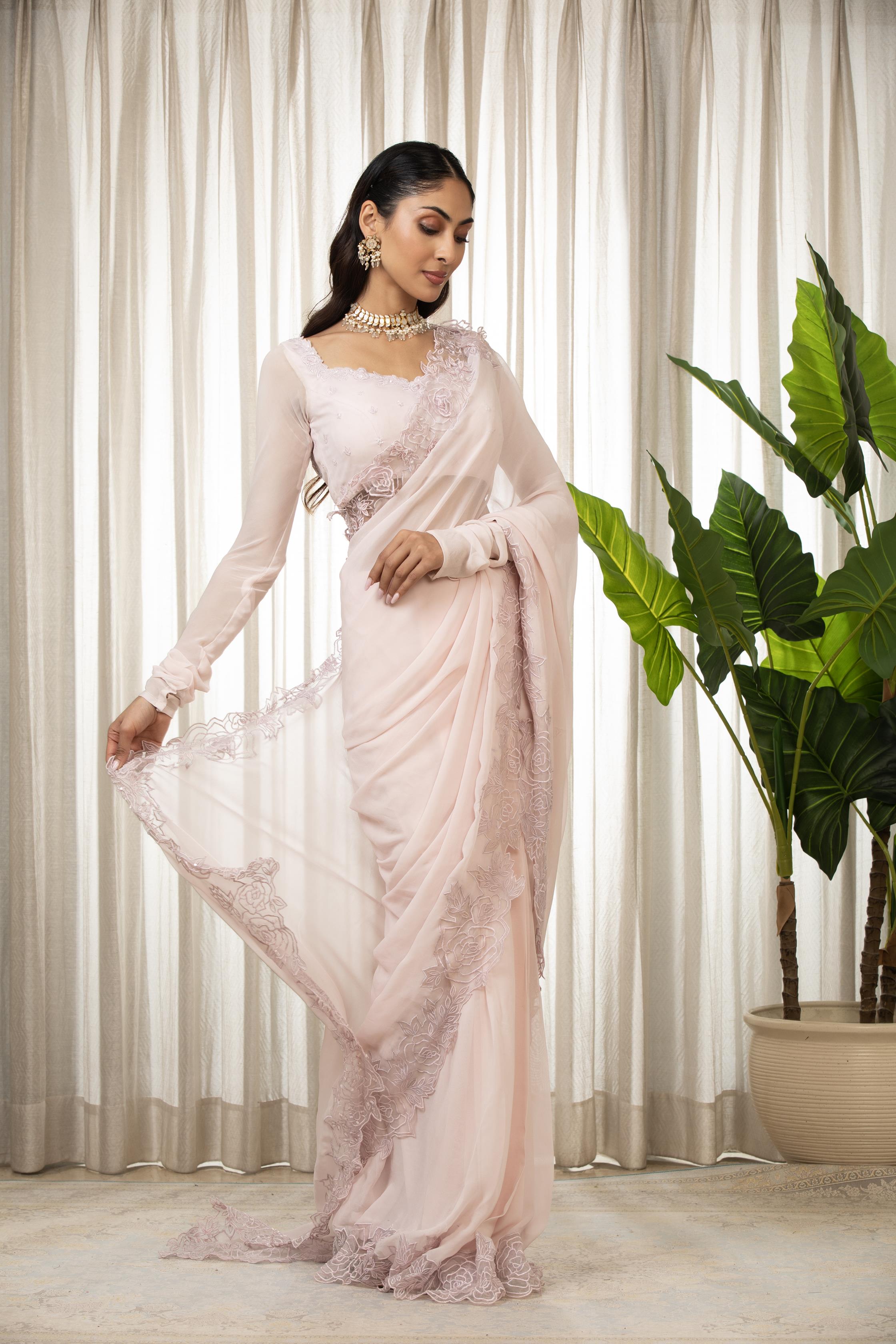 Pink Nikaza Saree Set