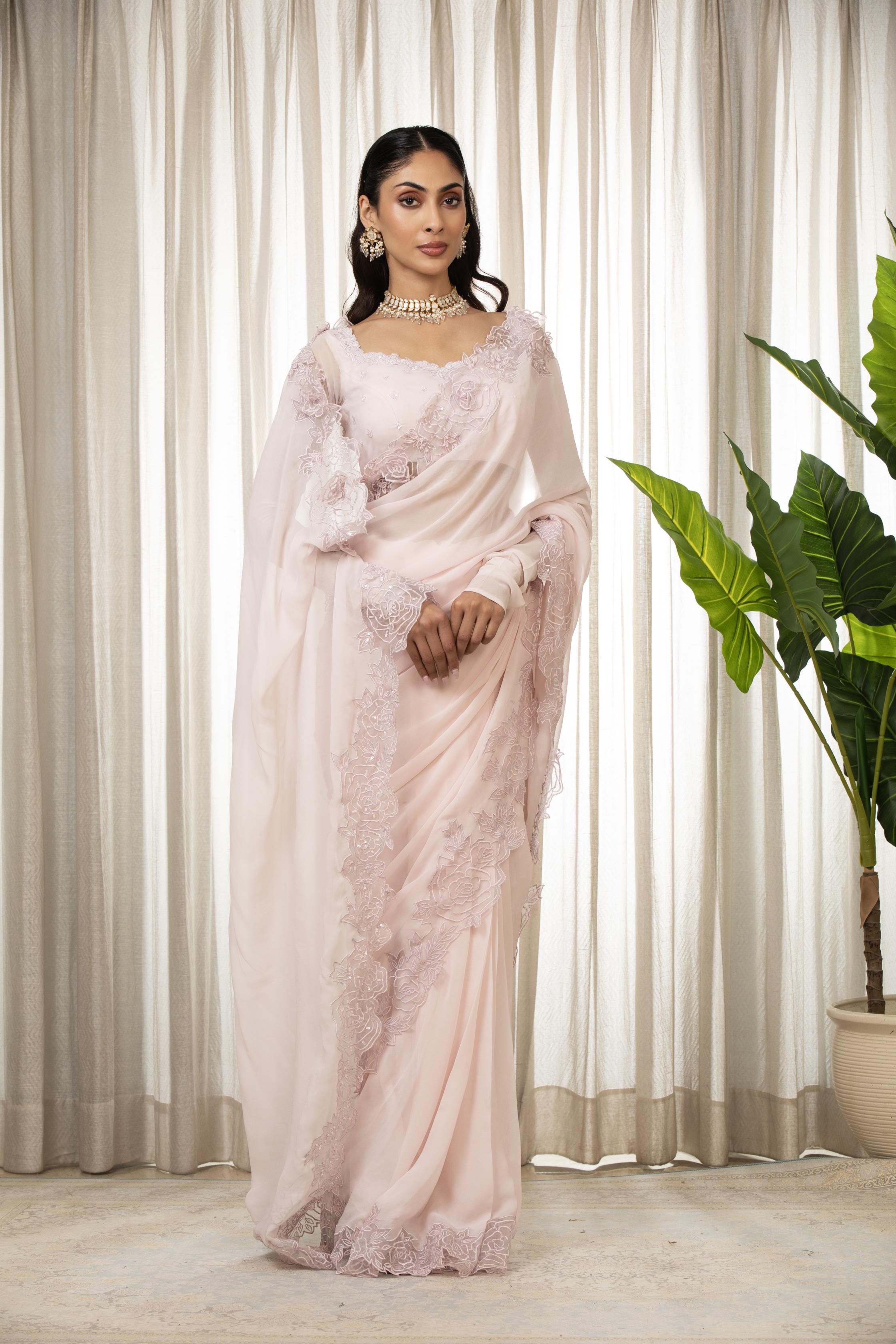 Pink Nikaza Saree Set