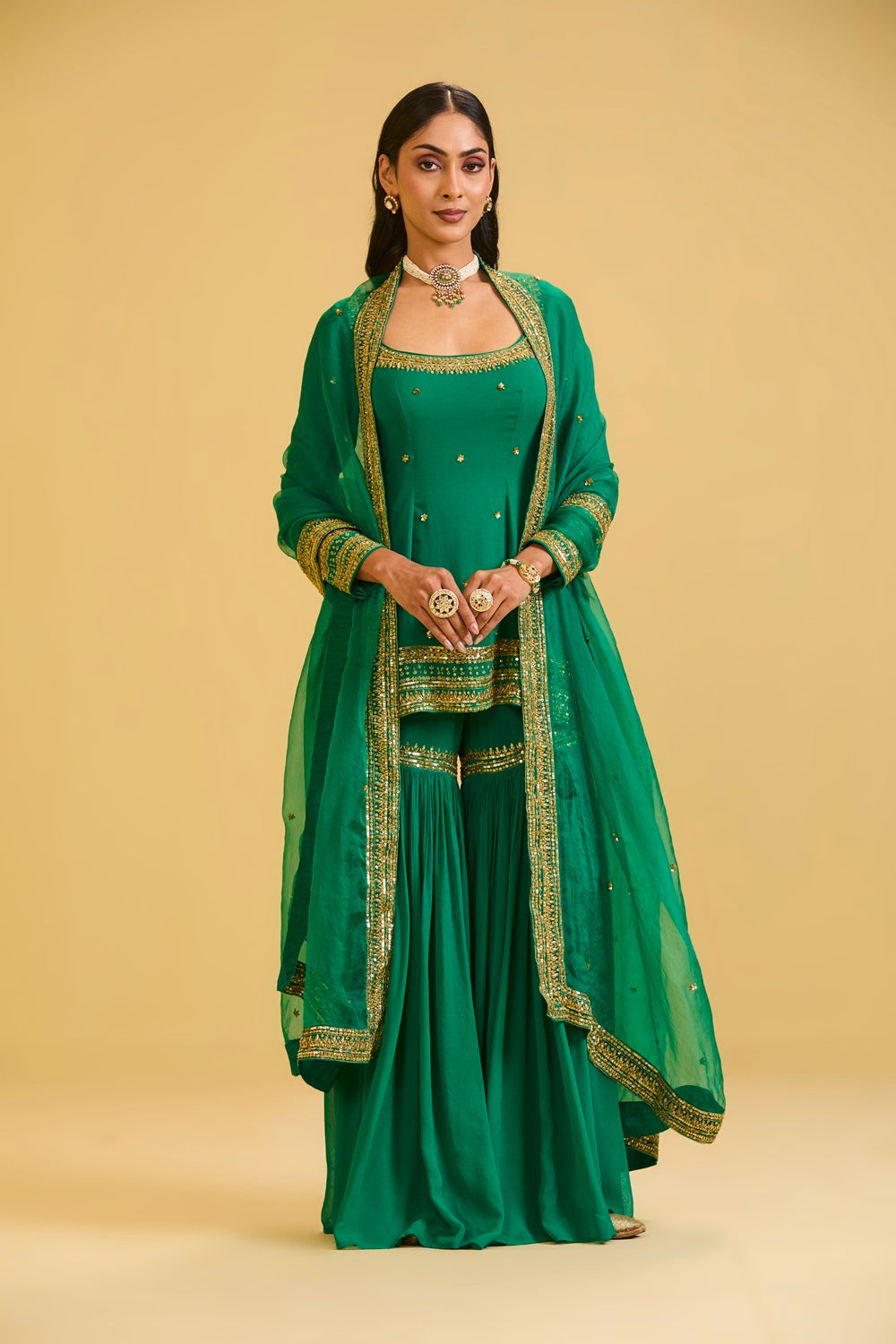 Green Sharara Set