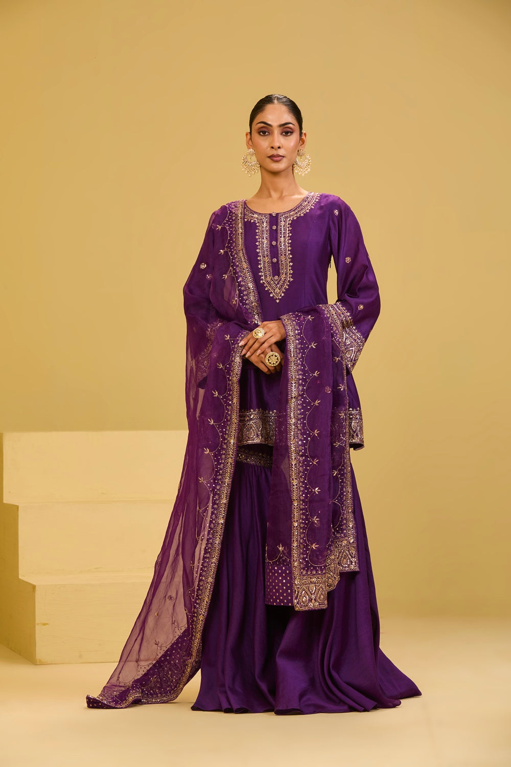 Purple Sharara Set