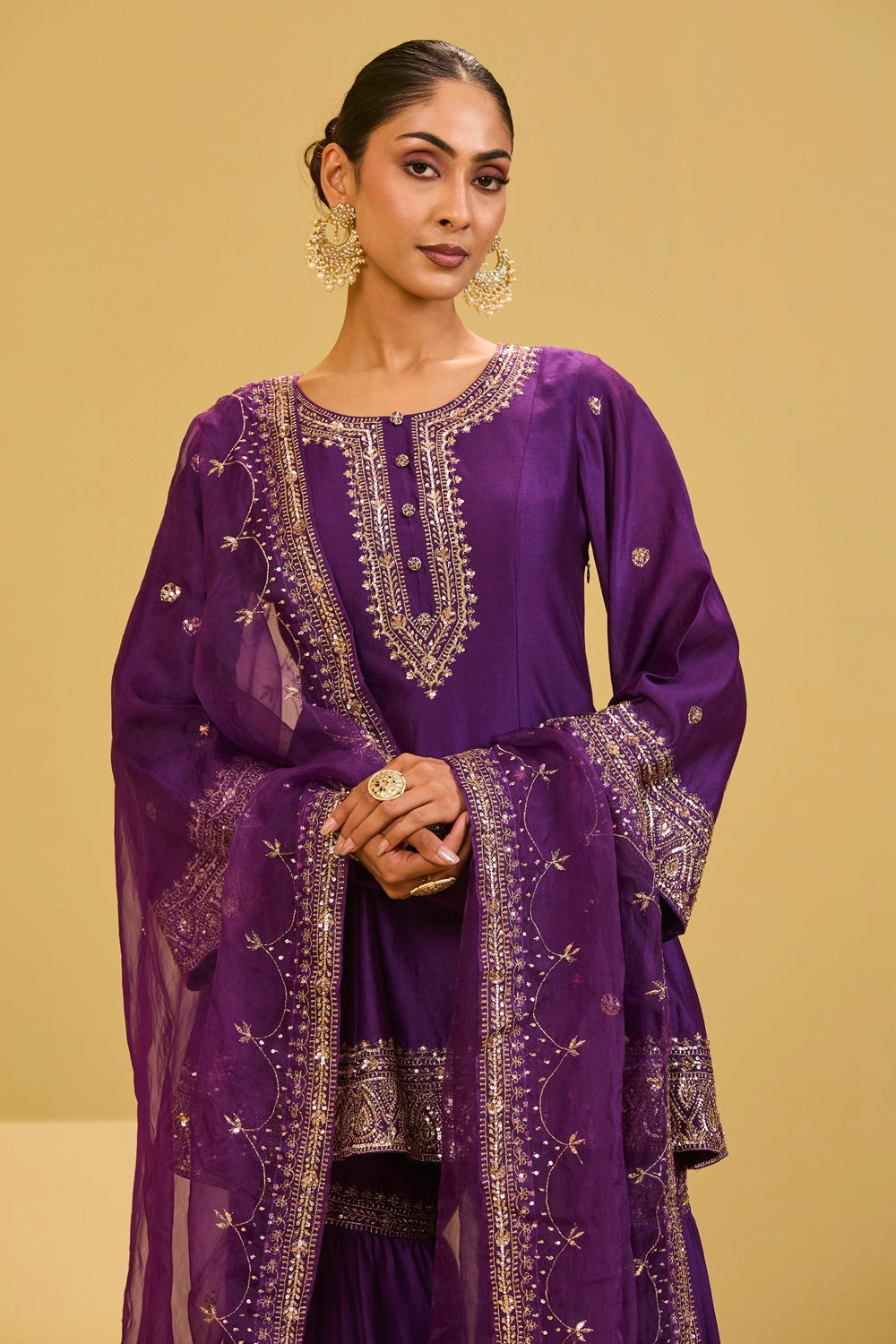 Purple Sharara Set
