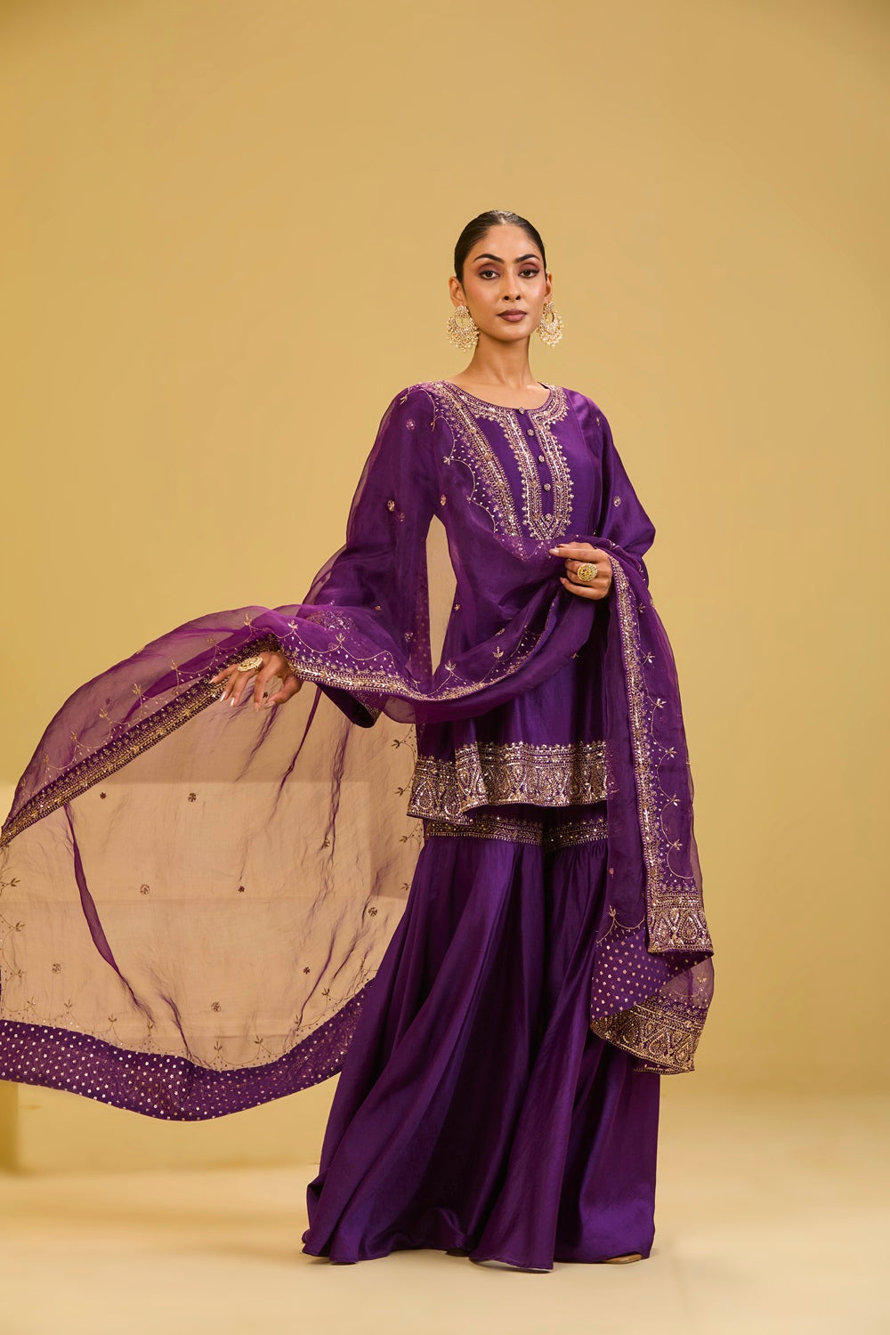 Purple Sharara Set