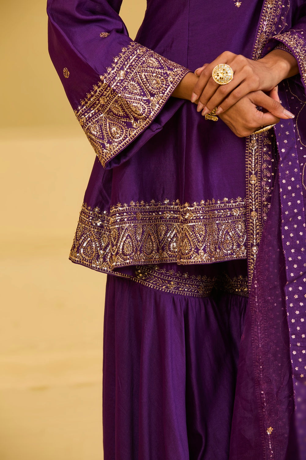 Purple Sharara Set