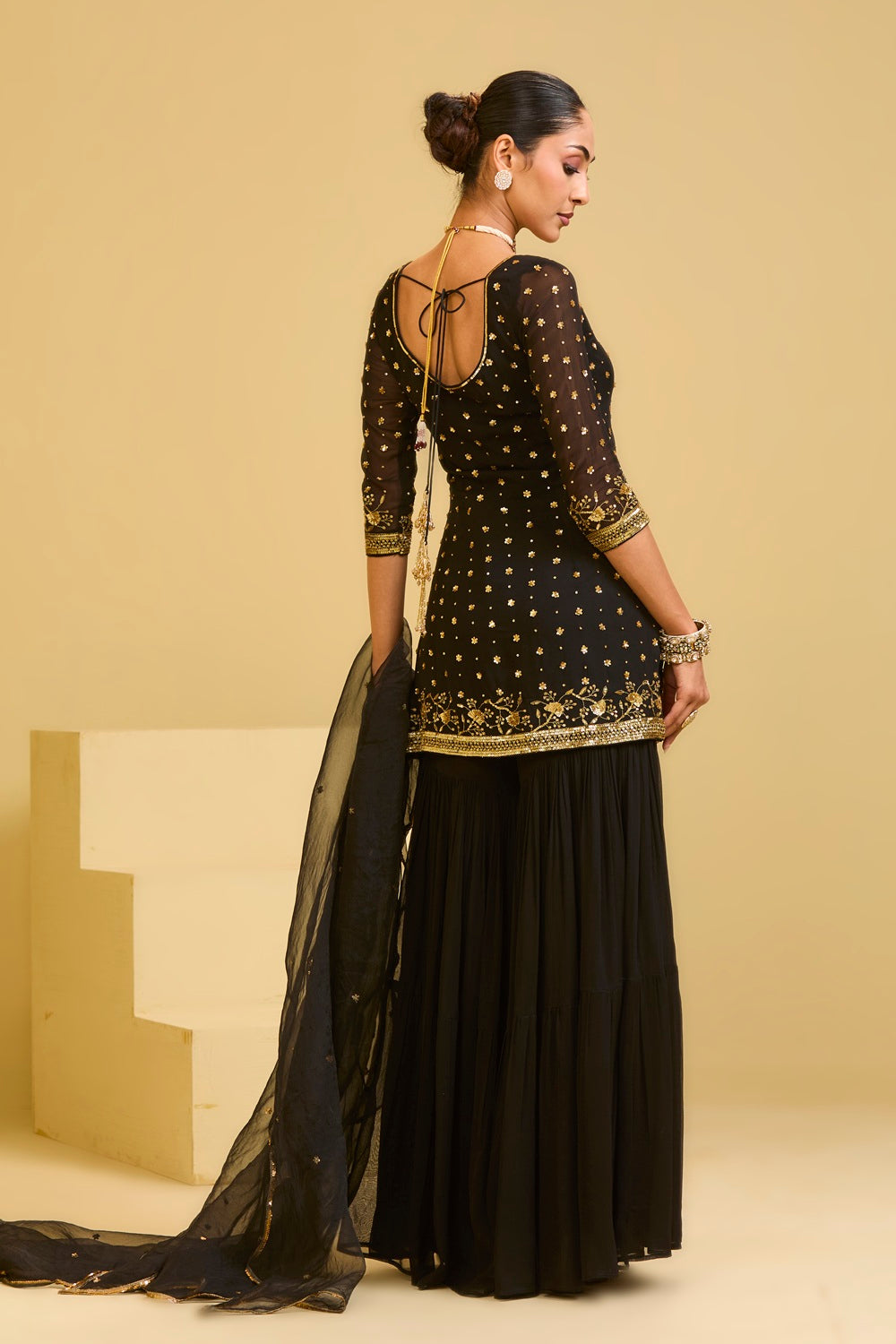 Black Sharara Set