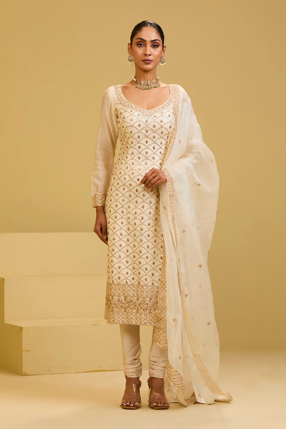 White Long Kurta Set