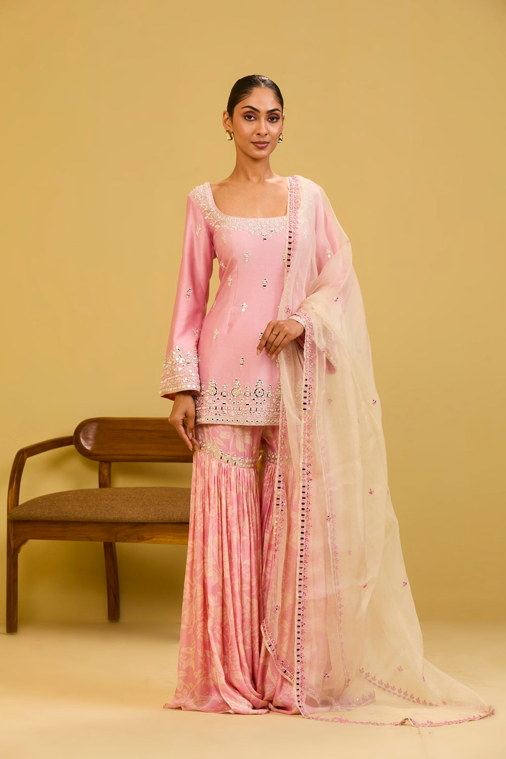 Pink Printed Sharara Set