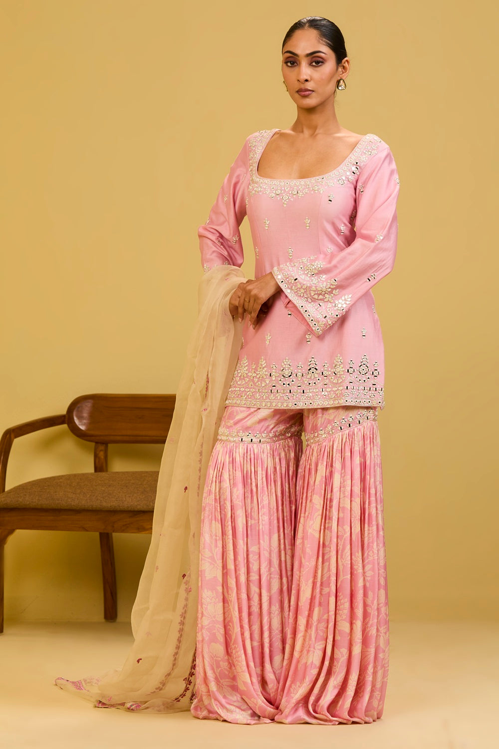Pink Printed Sharara Set