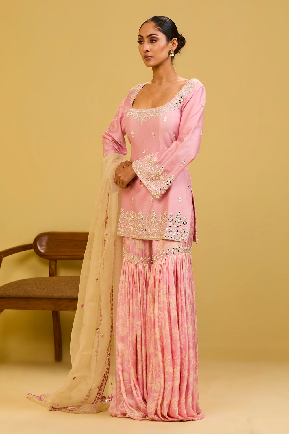 Pink Printed Sharara Set