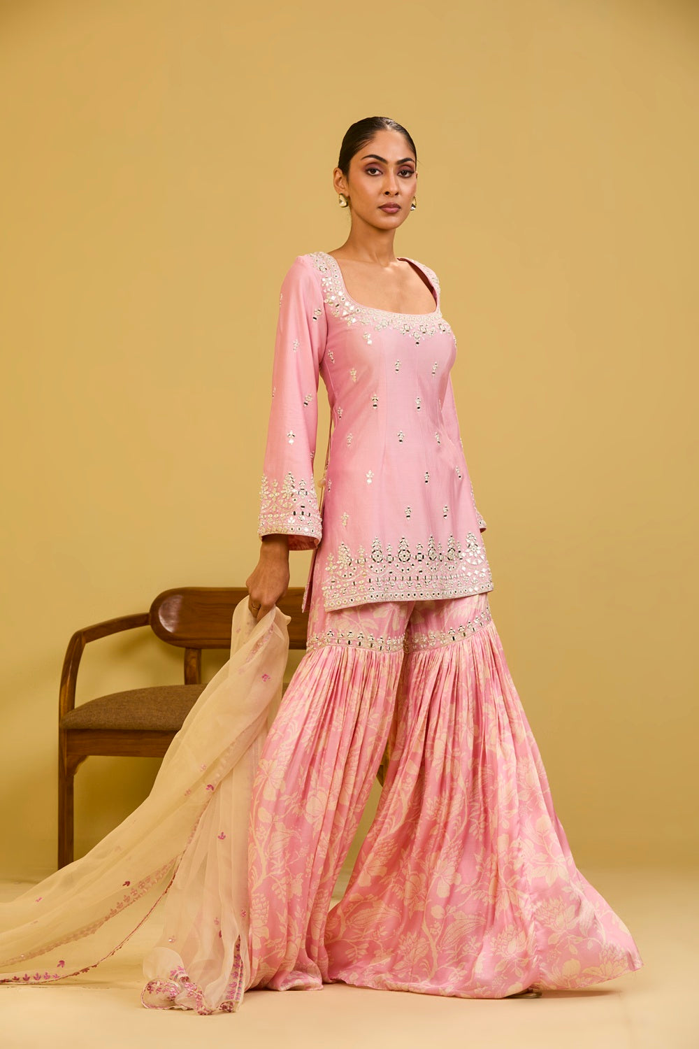 Pink Printed Sharara Set
